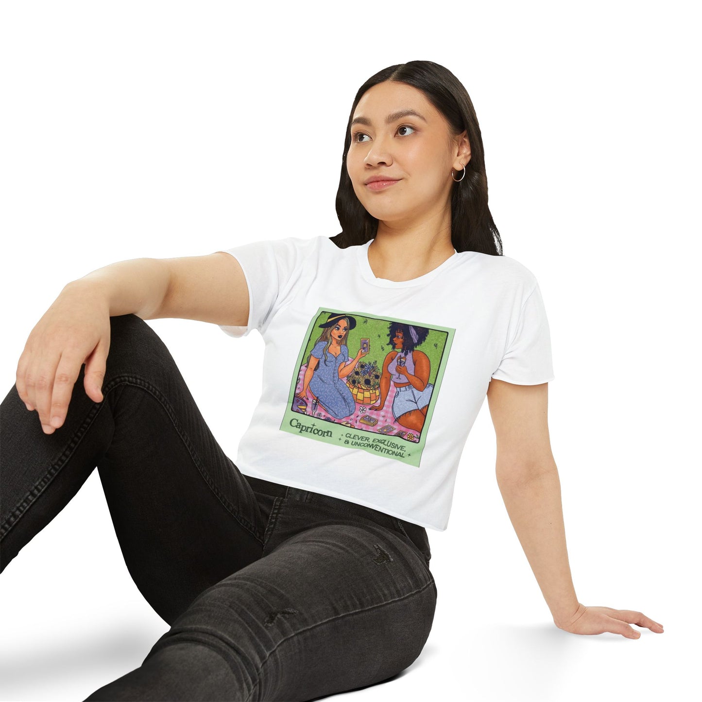Halloween lovers Women's Festival Crop Top - Playful Capricorn Design, Boho Chic Style, Summer Tops, Festival Outfits, Gift for Her