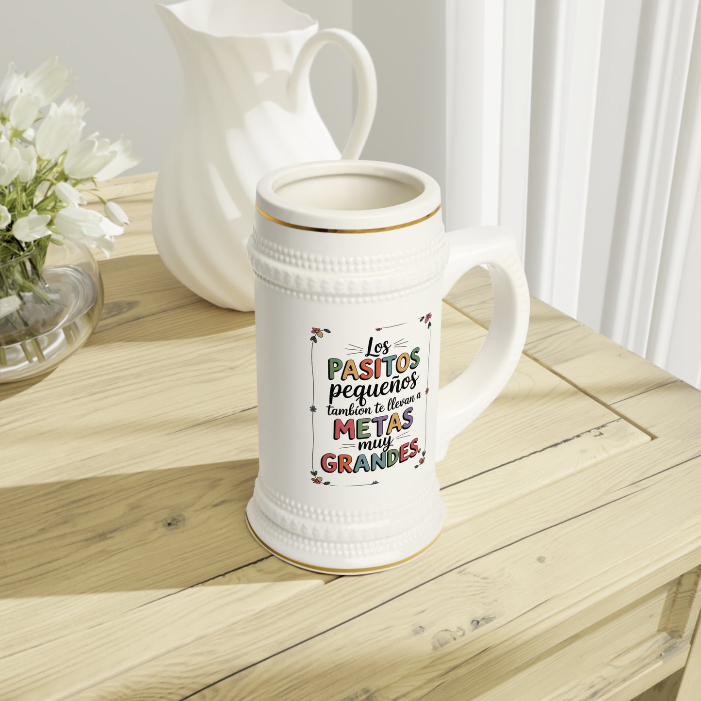 Inspirational Stein Mug for Celebrations Taza Inspiracional | Taza de Café con Frases Motivadoras | Regalo Positivo