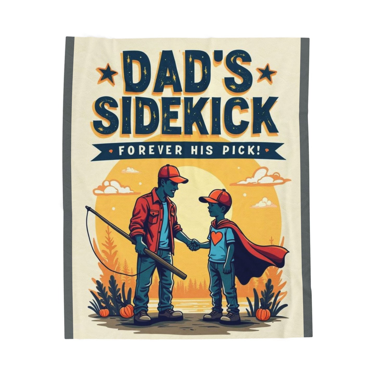 Dad's Sidekick Plush Blanket, Cozy Throw for Father & Son, Father's Day Gift, Family Bonding, Kid's Room Decor