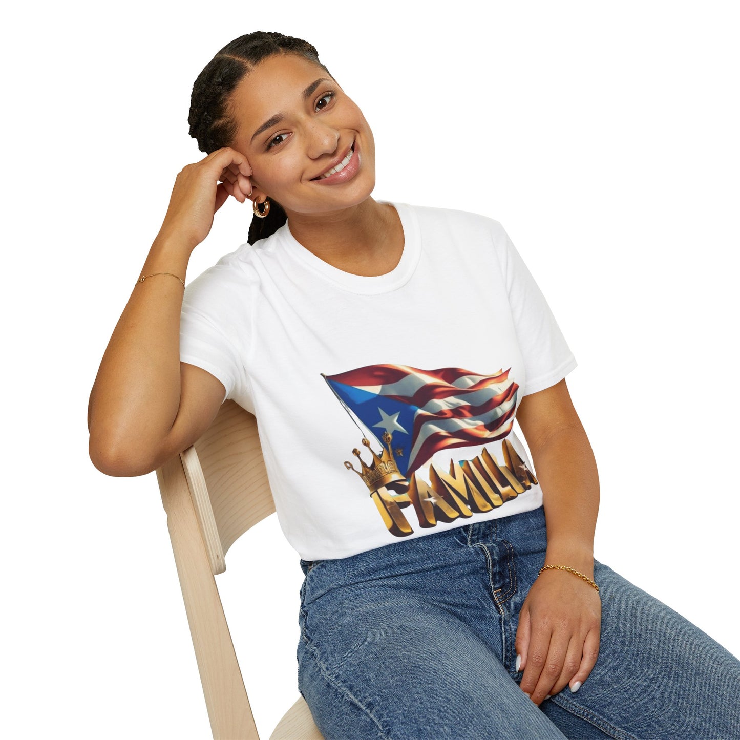 Puerto Rican Familia T-Shirt, Unisex Softstyle Tee, Patriotic Shirt, Family Unity Gift, Summer Celebration Apparel