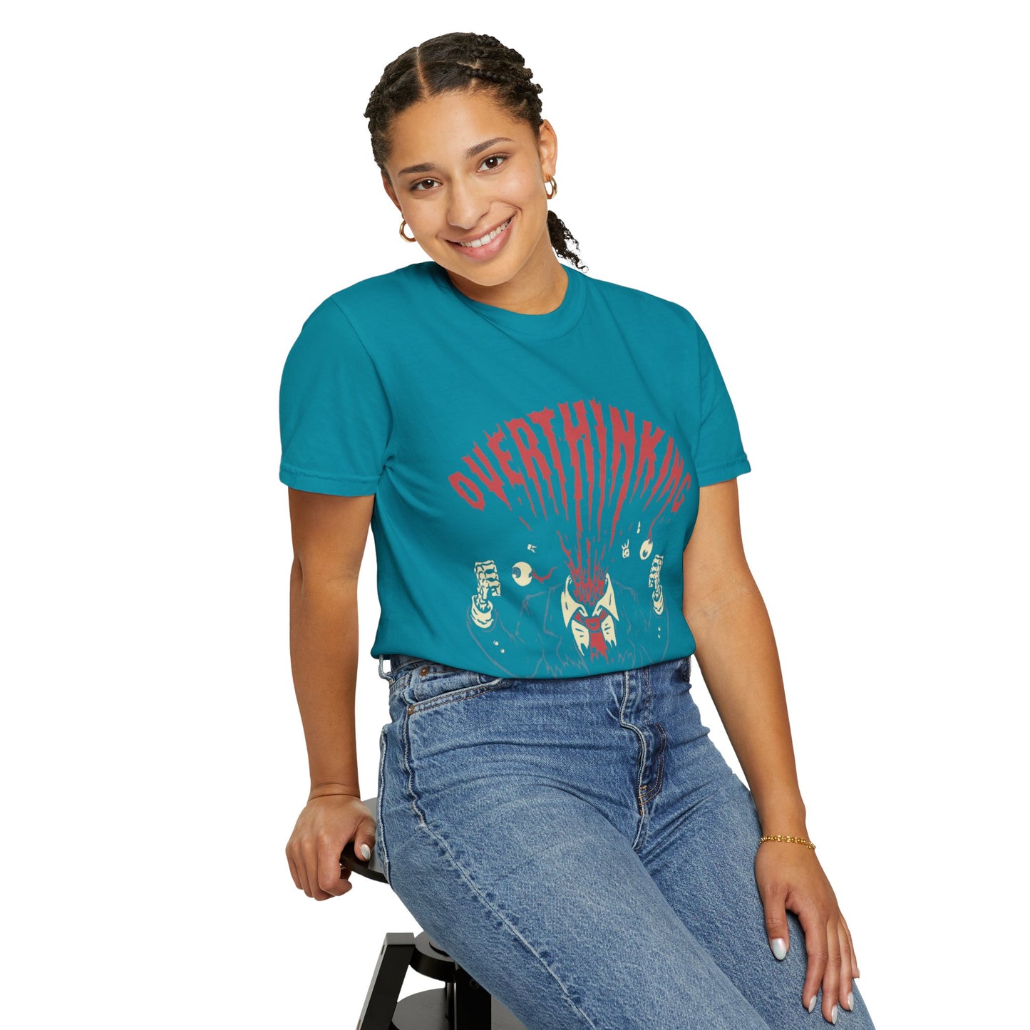 Mentally on Vacation Overthinking Garment-Dyed Unisex T-Shirt, Casual Wear, Gift for Anxiety Awareness, Self-Care Apparel, Unique Graphic Tee