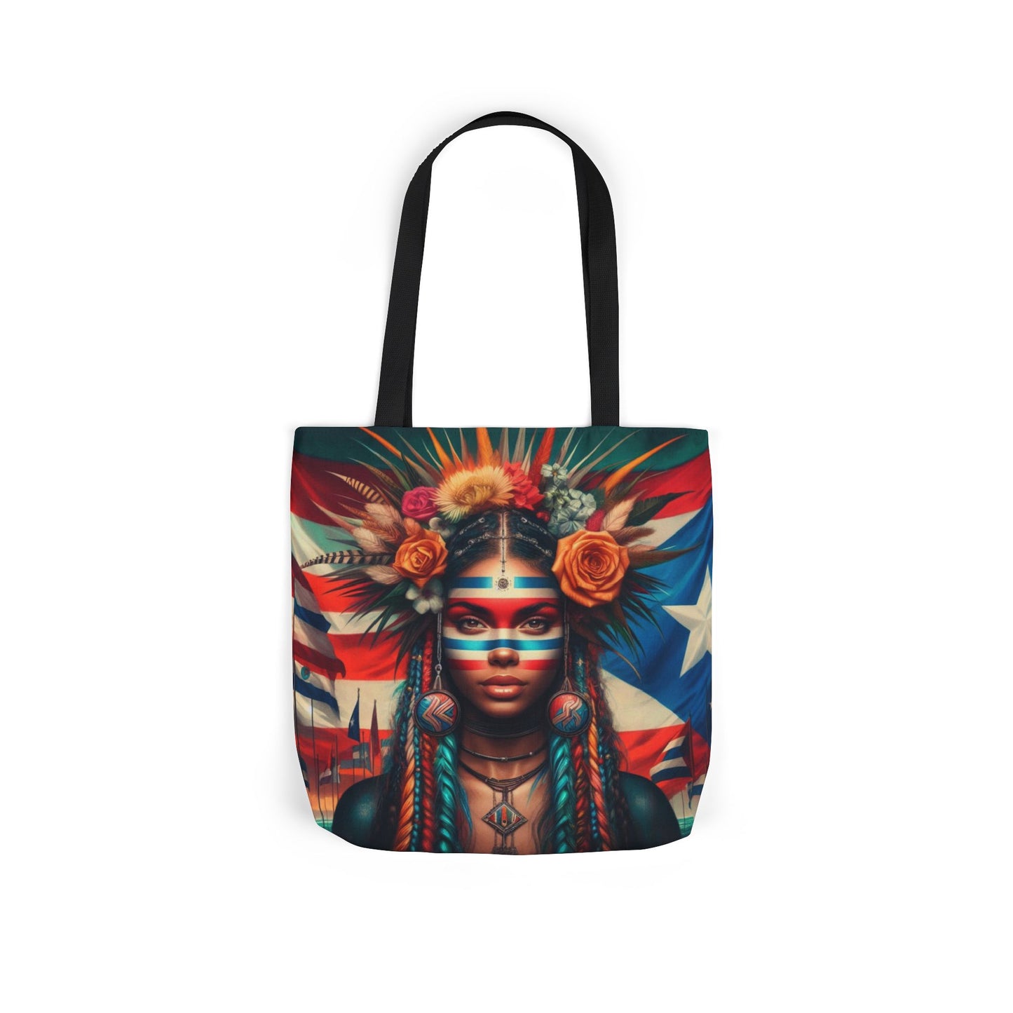 PUERTO RICO Canvas Tote Bag, 5-Color Straps