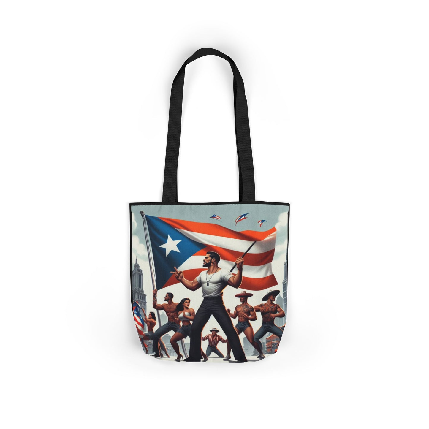 PUERTO RICO Canvas Tote Bag, 5-Color Straps