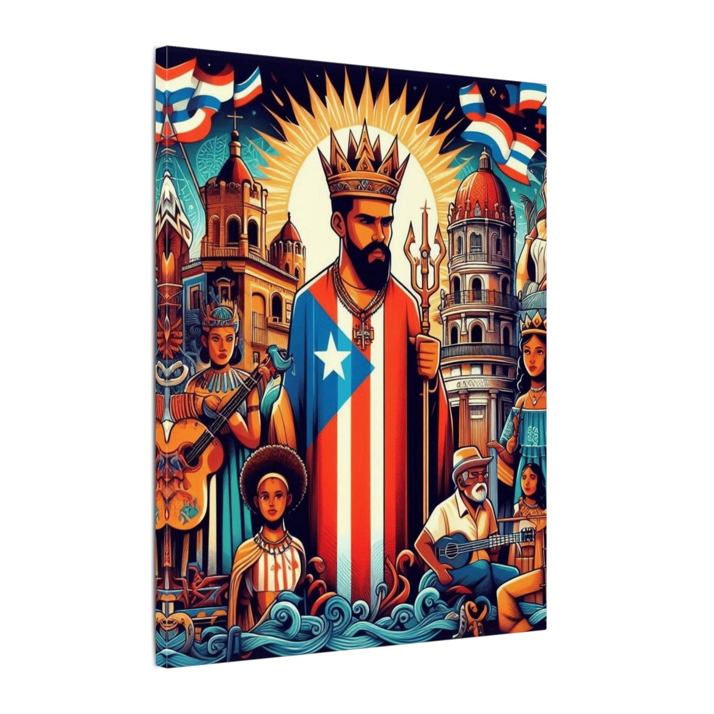 Vibrant Puerto Rican Art Canvas, Cultural Wall Decor, Celebration Decor, Unique Gift, Home Accent, Multi-Size