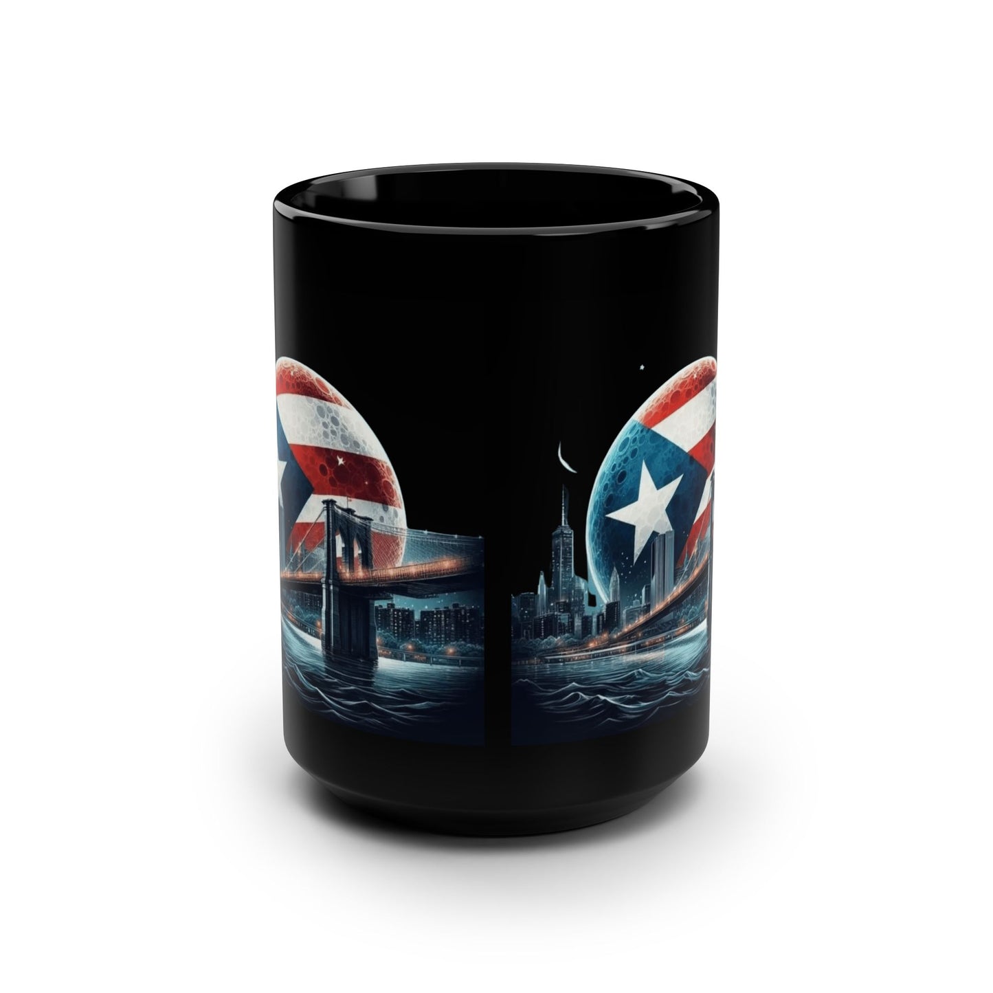 Viva Puerto Rico Puerto Rican Flag Mug Patriotic Black Mug, 15oz