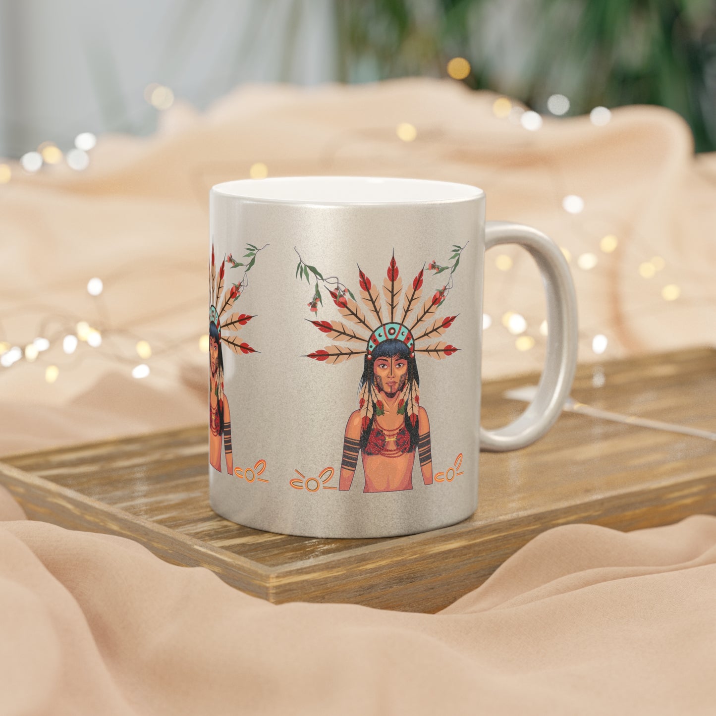 TAINO PUERTO RICAN Metallic Mug (Silver Gold)
