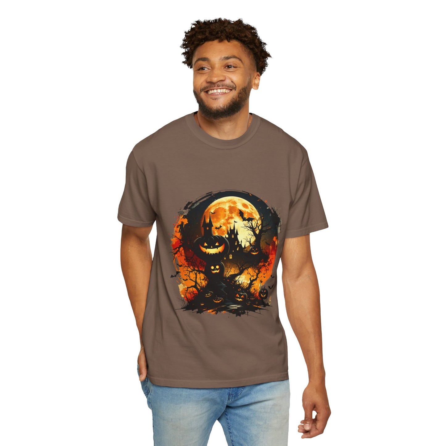 Halloween Moon Graphic T-shirt, Unisex Spooky Shirt, Fall Outfit, October Fest Tee, Halloween Party Wear, Trick or Treat T-shirt