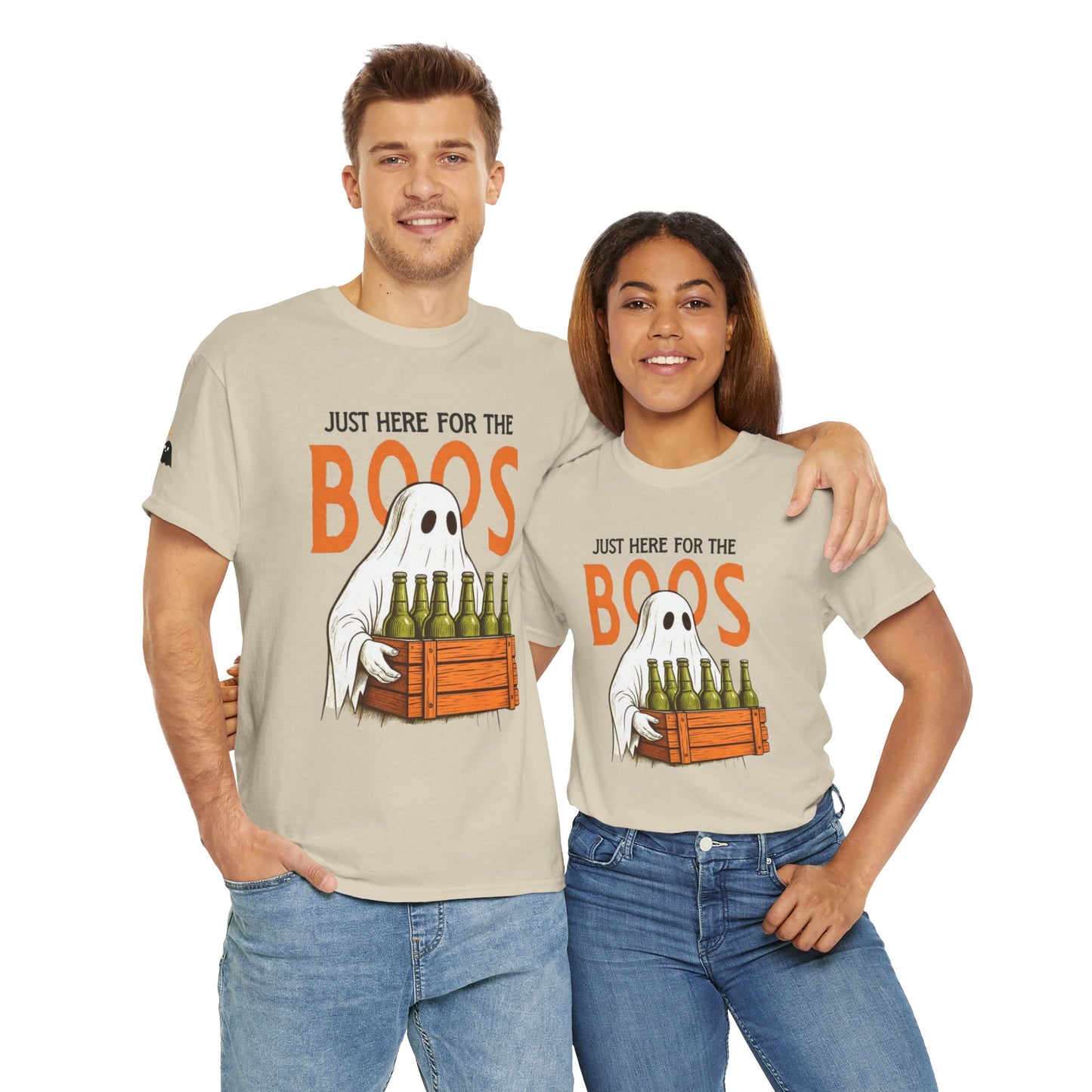 Just Here for the Boos Halloween Tee, Funny Ghost Shirt, Unisex Cotton T-Shirt, Spooky Party Apparel, Halloween Costume Top