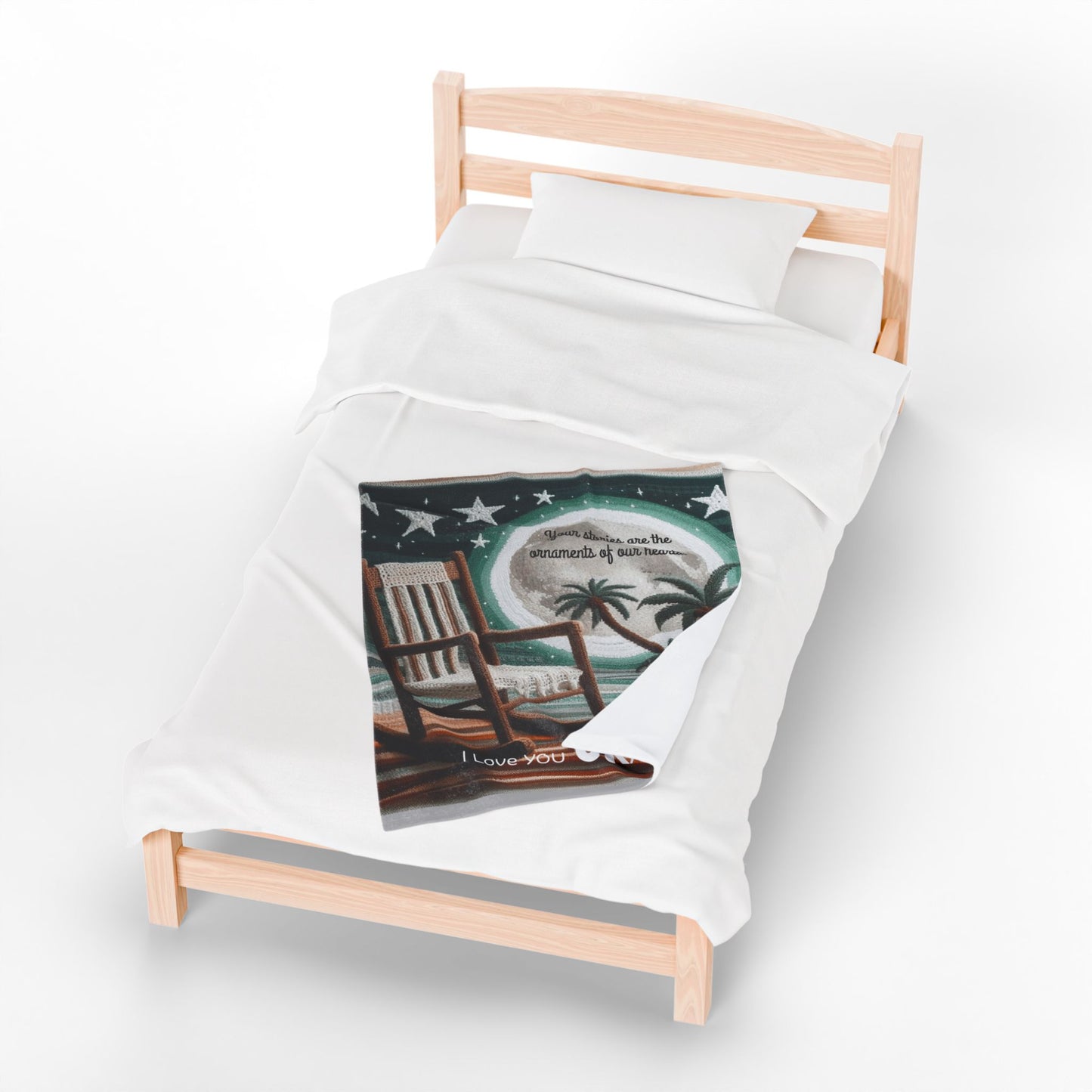 I Love You Grandpa Velveteen Plush Blanket — 'Your stories are the ornaments of our hearts' Rocking Chair Design