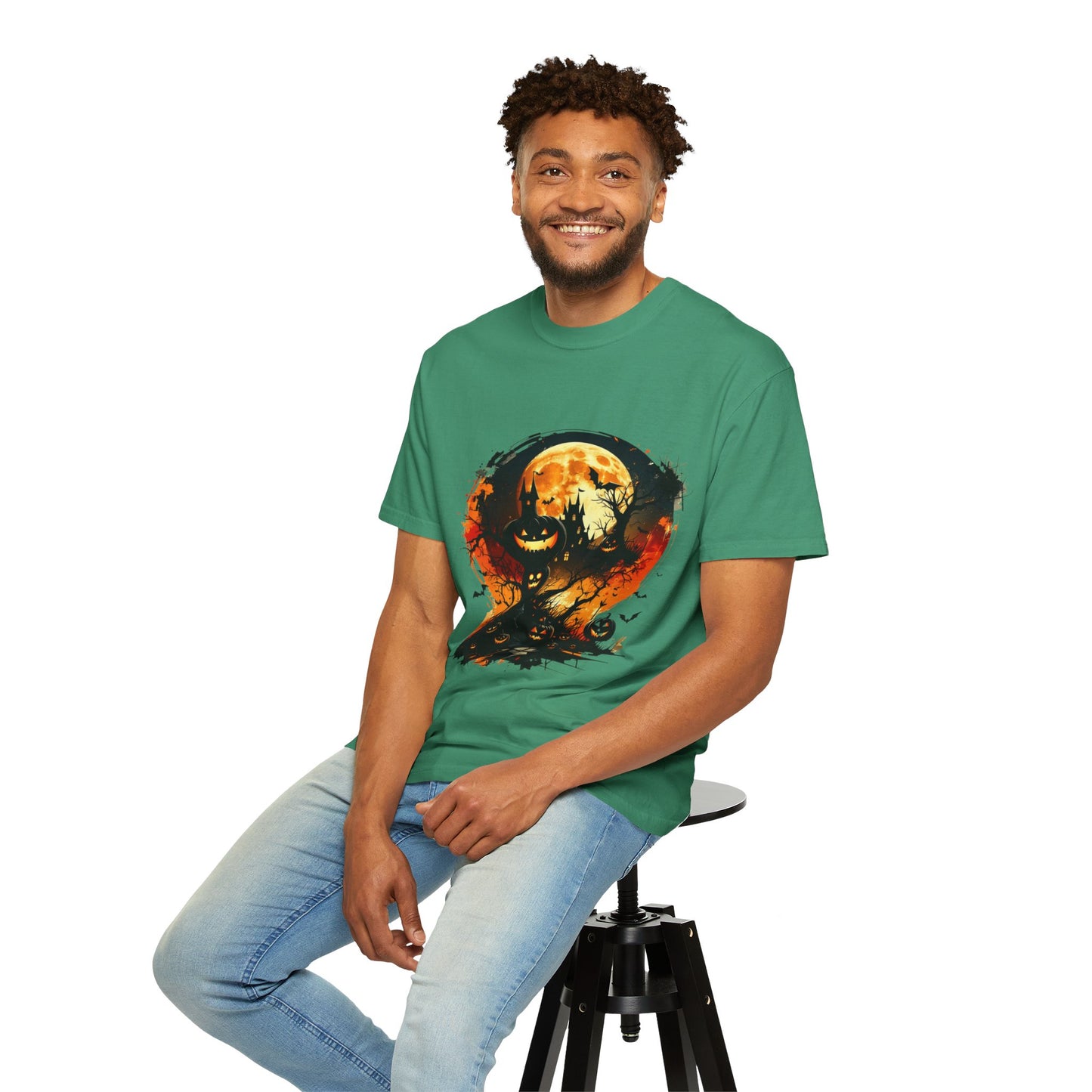 Halloween Moon Graphic T-shirt, Unisex Spooky Shirt, Fall Outfit, October Fest Tee, Halloween Party Wear, Trick or Treat T-shirt