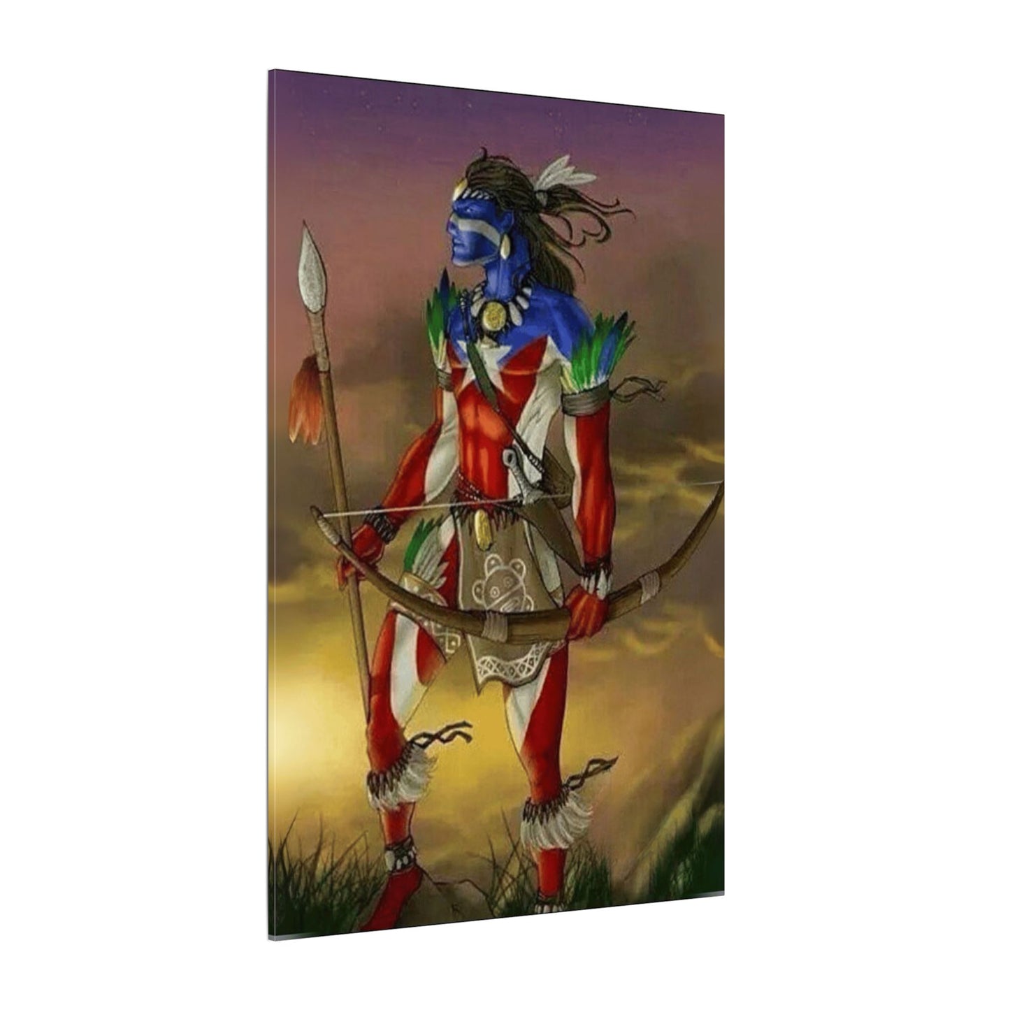 Borikén Rooted in Culture, Radiating Power Tribal Puerto Rico Warrior Canvas Art, Taino Wall Decor, Boho, Unique Gift for Collectors, Cultural Prints