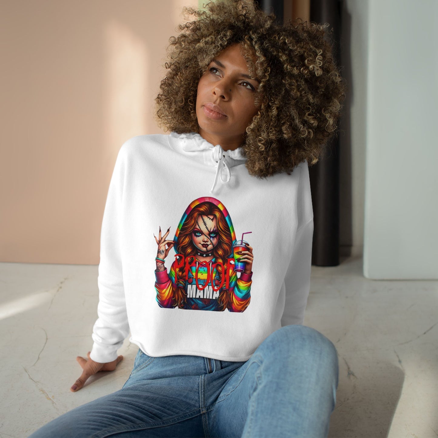Witchy vibes Colorful Graphic Crop Hoodie for Trendy Style, Party Wear, Festival Outfit, Gift for Her, Casual Fashion