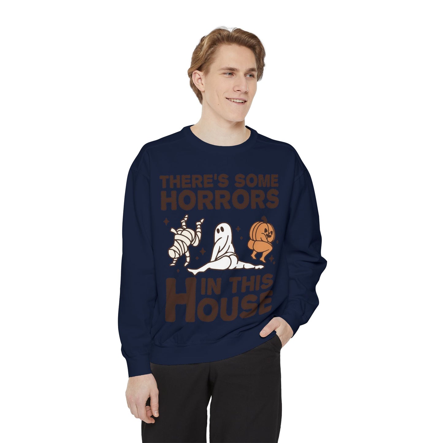 Halloween Themed Unisex Sweatshirt - Fun Ghosts & Mummy Design for Fall, Cozy Casual Wear, Halloween Party, Gift for Friends, Autumn Vibes