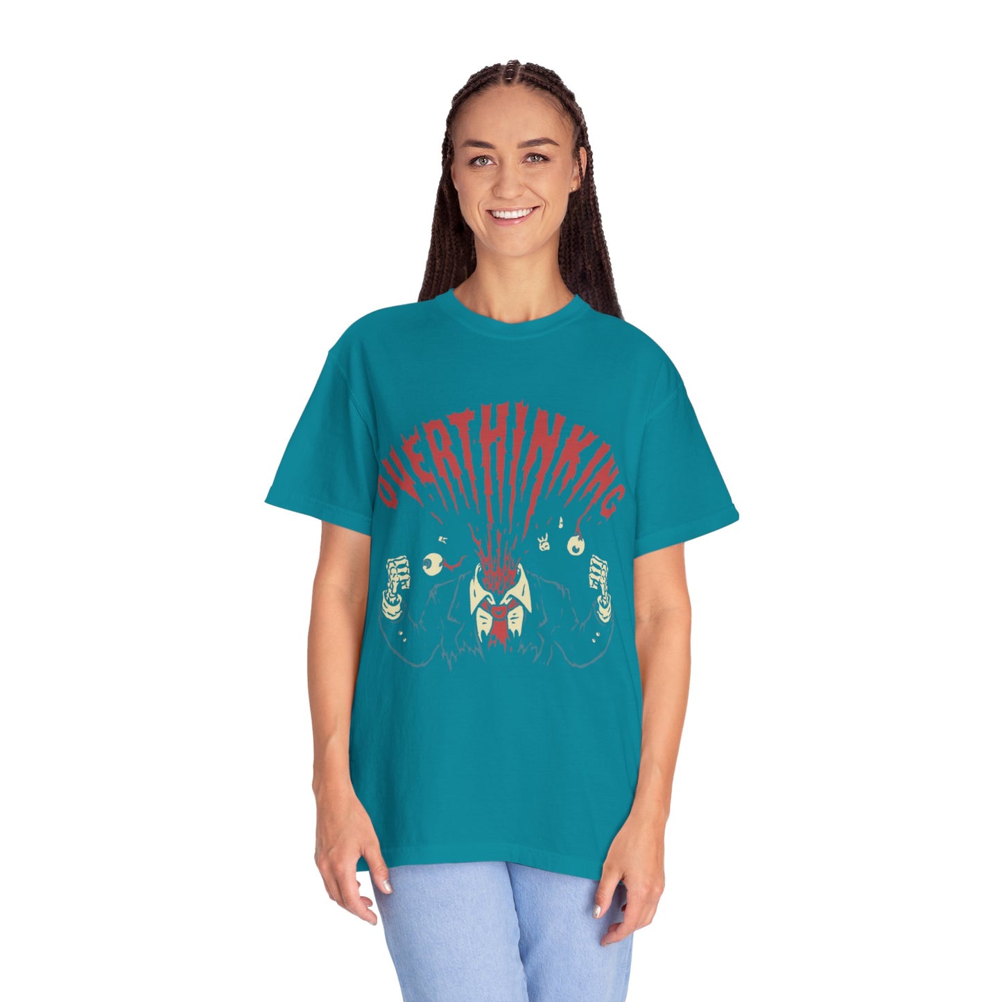 Mentally on Vacation Overthinking Garment-Dyed Unisex T-Shirt, Casual Wear, Gift for Anxiety Awareness, Self-Care Apparel, Unique Graphic Tee