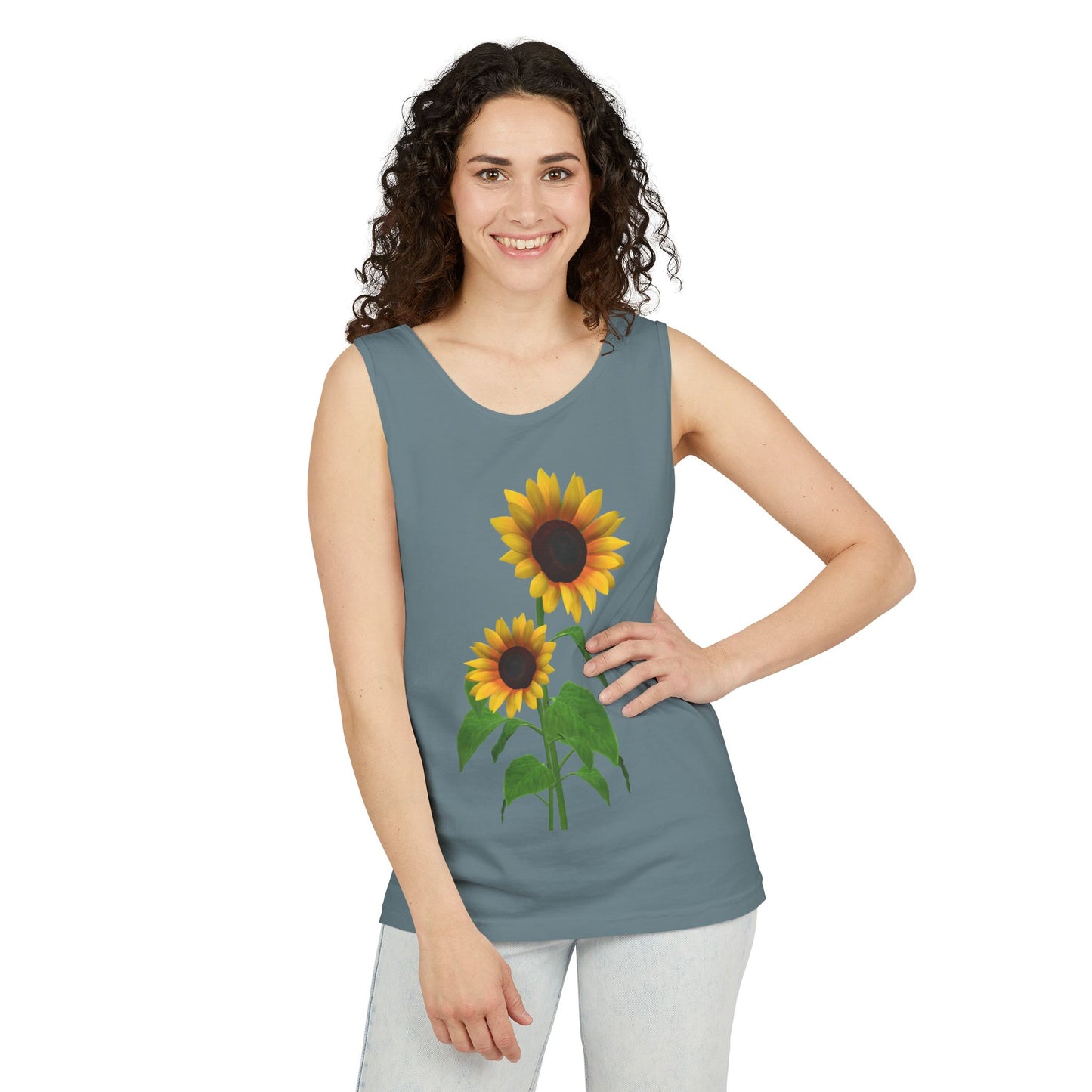 Sunflower Unisex Tank Top - Relaxed Summer Wear, Gift for Garden Lovers, Casual Beach Vibes, Perfect for Spring Celebrations, Gift Idea