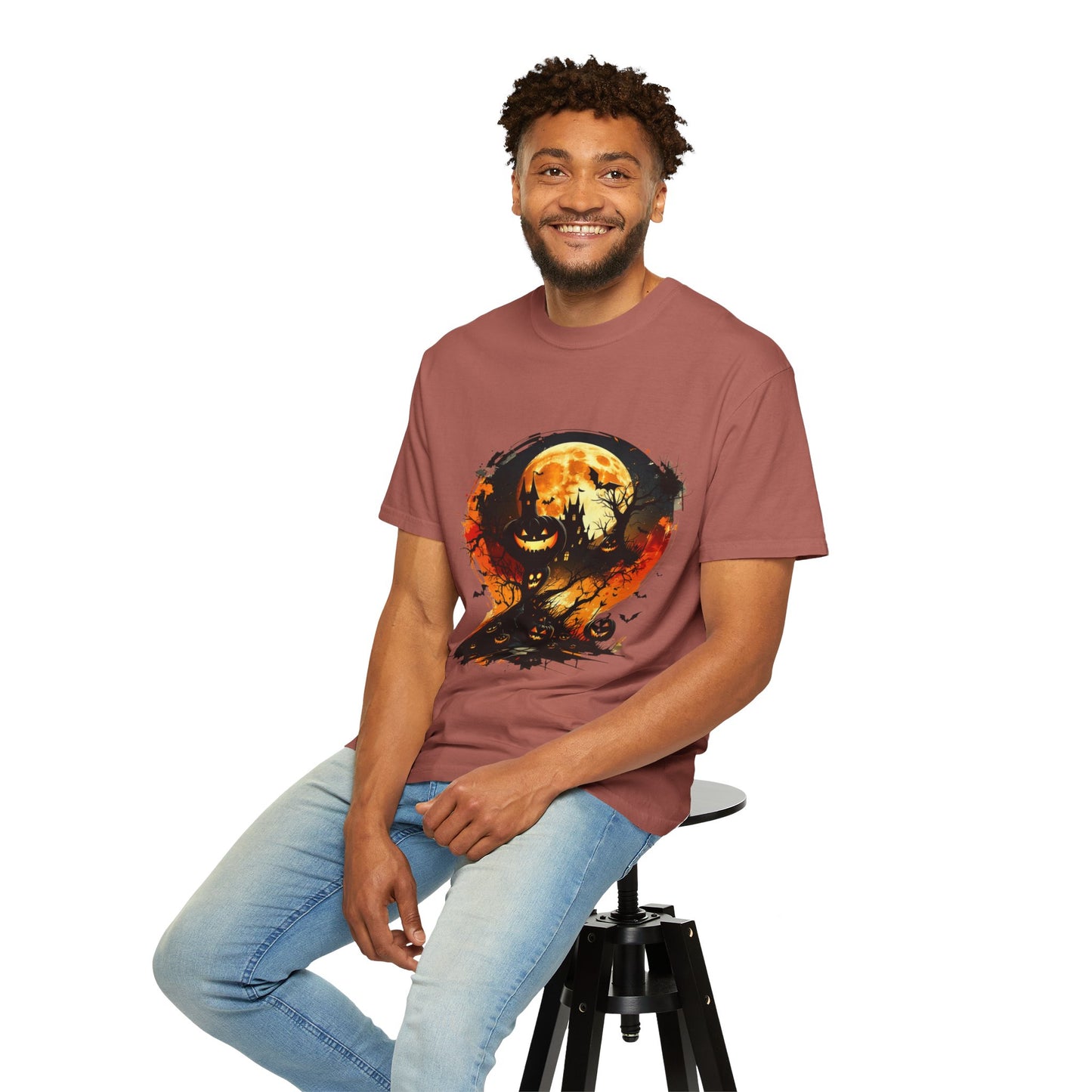 Halloween Moon Graphic T-shirt, Unisex Spooky Shirt, Fall Outfit, October Fest Tee, Halloween Party Wear, Trick or Treat T-shirt
