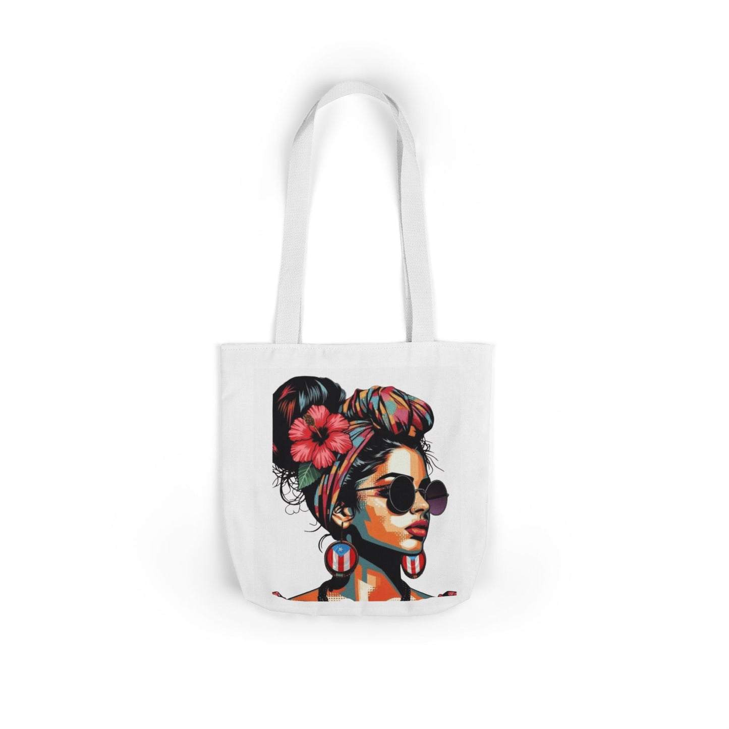 Carry Your Culture – Puerto Rican Pride in Every Step Chic Canvas Tote Bag - Stylish Floral Portrait, Trendy Beach Carryall, Mother's Day Gift, Everyday Shopper, Art Lovers Essential