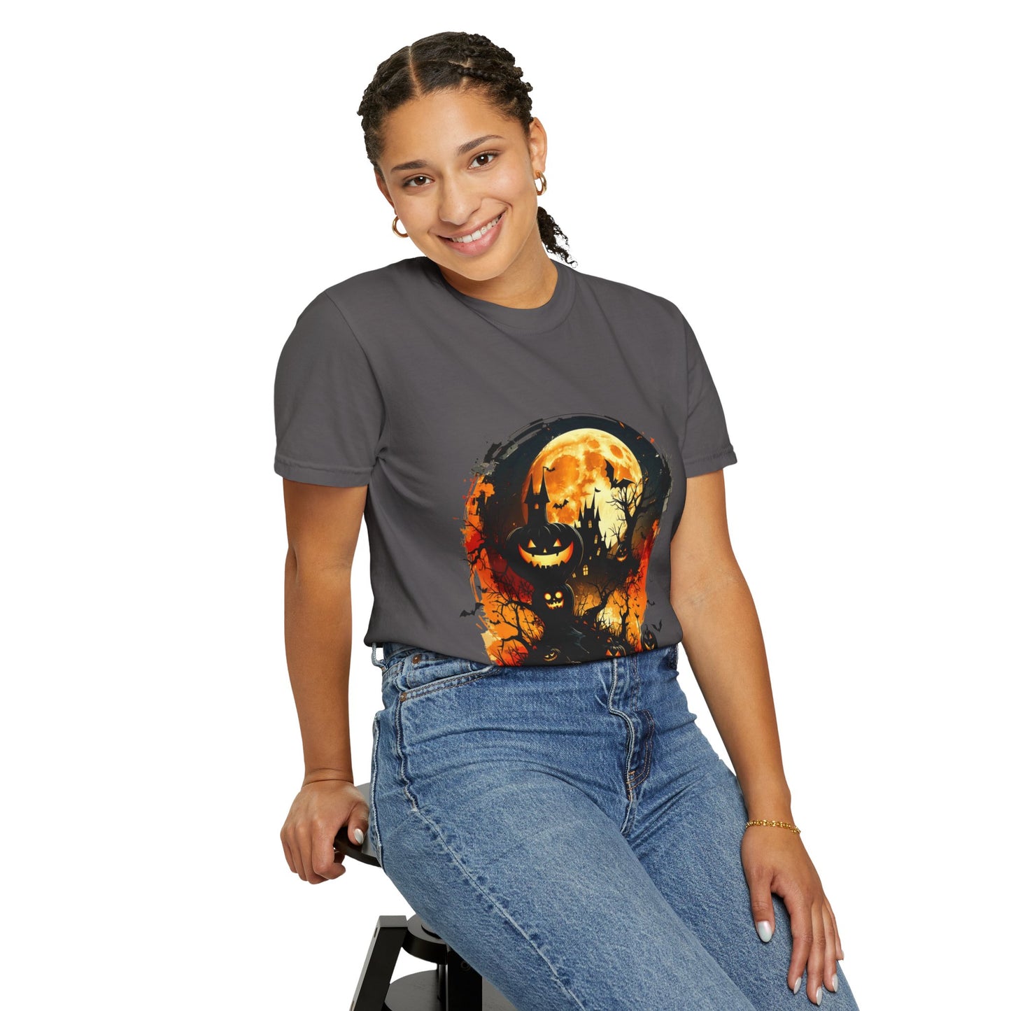 Halloween Moon Graphic T-shirt, Unisex Spooky Shirt, Fall Outfit, October Fest Tee, Halloween Party Wear, Trick or Treat T-shirt