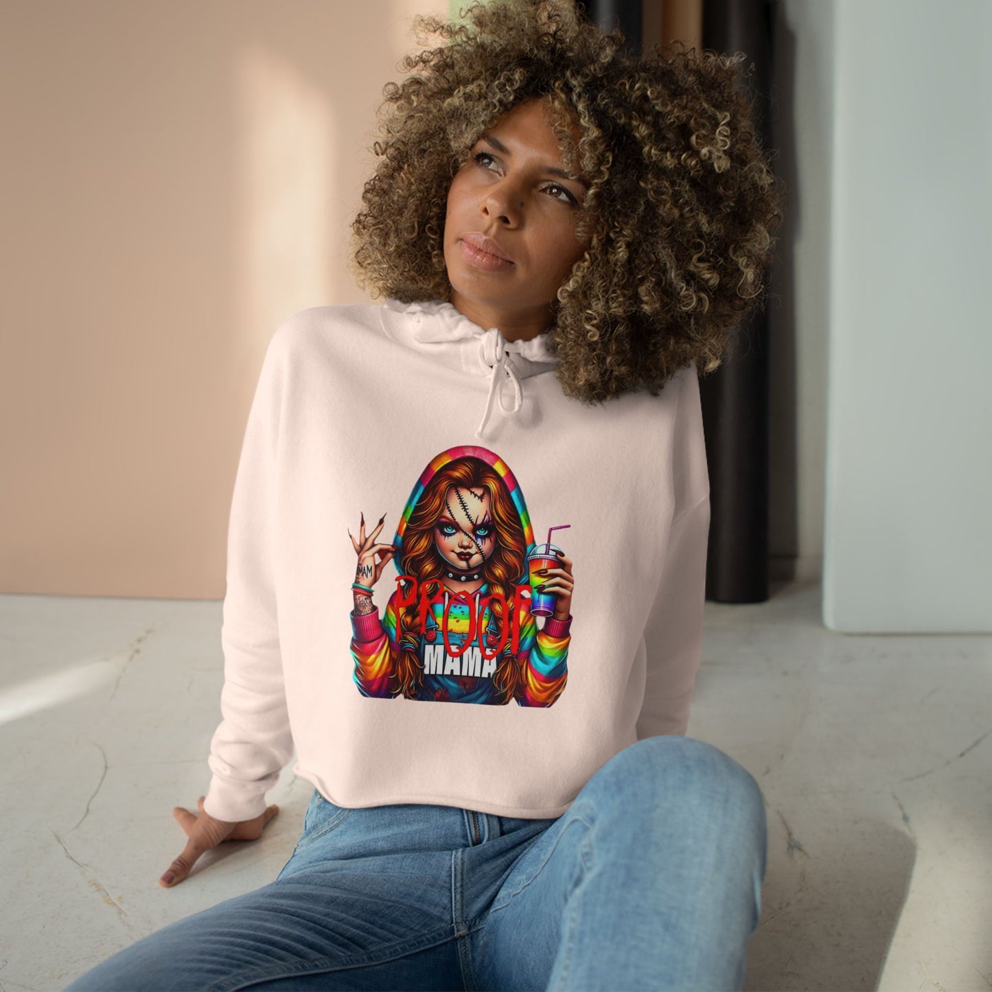 Witchy vibes Colorful Graphic Crop Hoodie for Trendy Style, Party Wear, Festival Outfit, Gift for Her, Casual Fashion