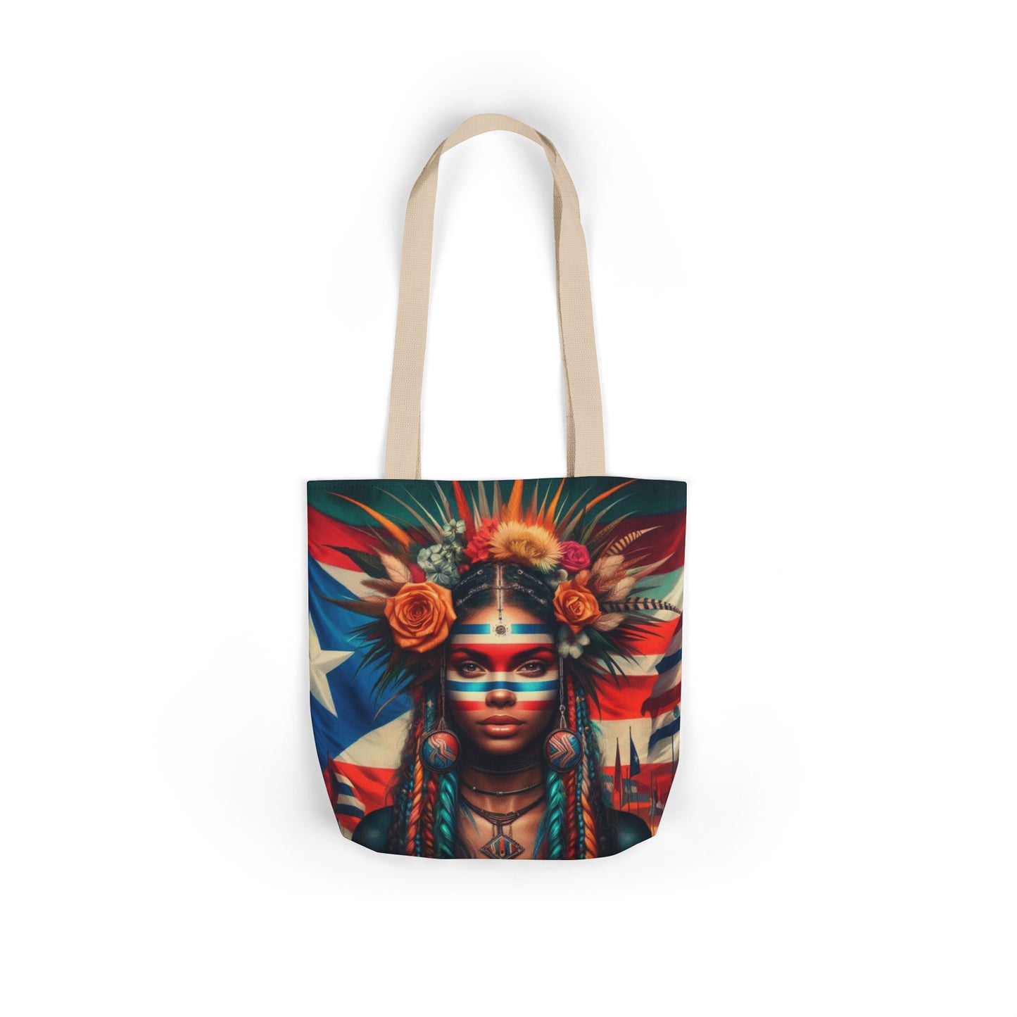 PUERTO RICO Canvas Tote Bag, 5-Color Straps