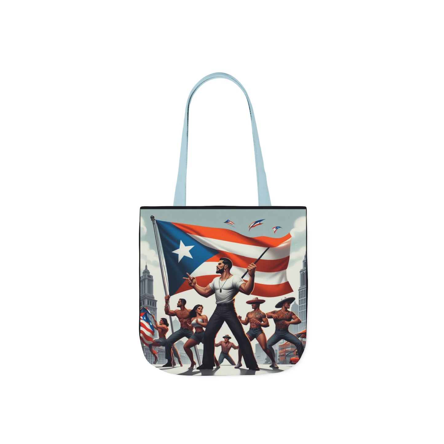 PUERTO RICO Canvas Tote Bag, 5-Color Straps