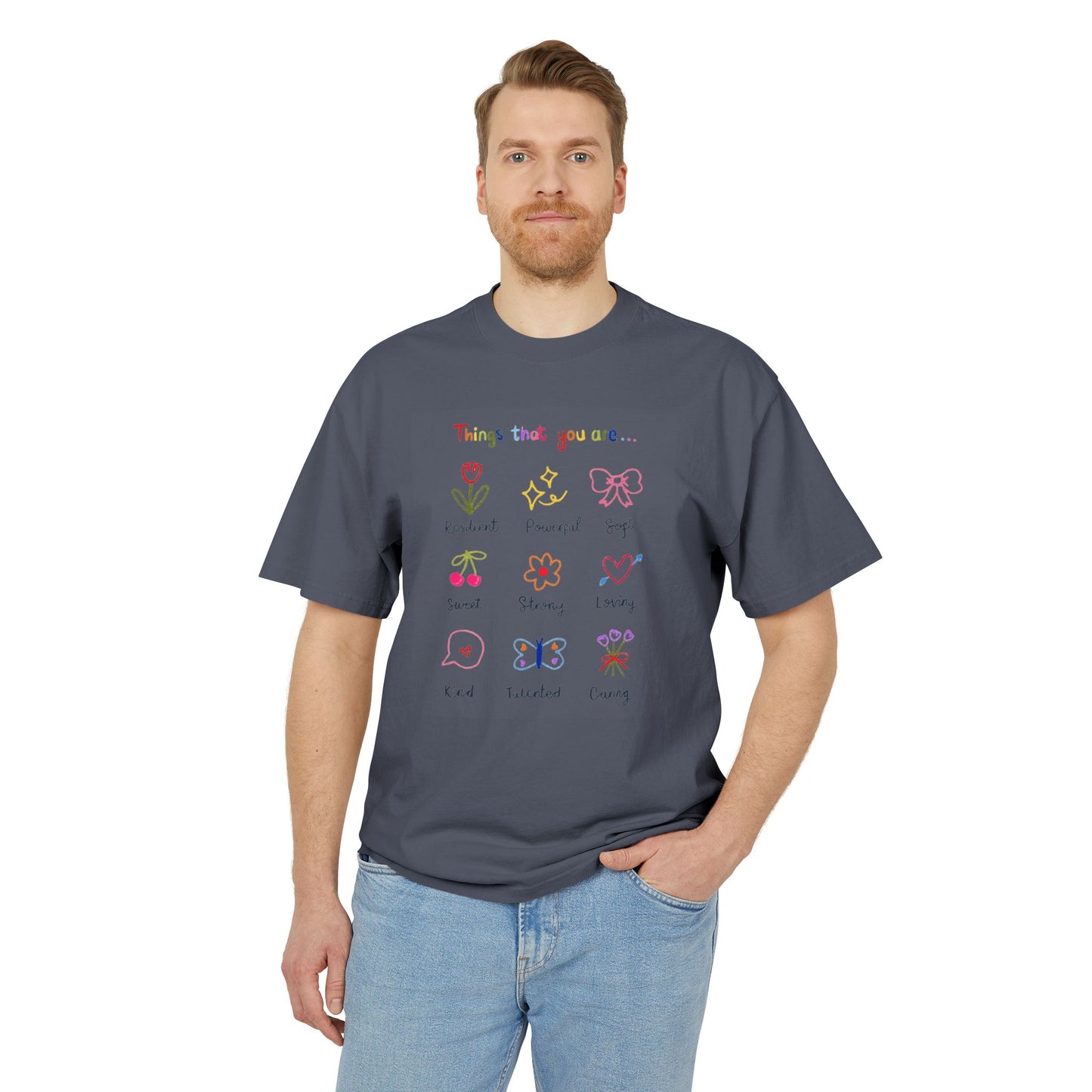 ✨ Let your outfit reflect your inner peace. Unisex Heavy Faded Tee with Whimsical Floral Design, Cute Gift, Casual Wear, Spring Style, Everyday Comfort