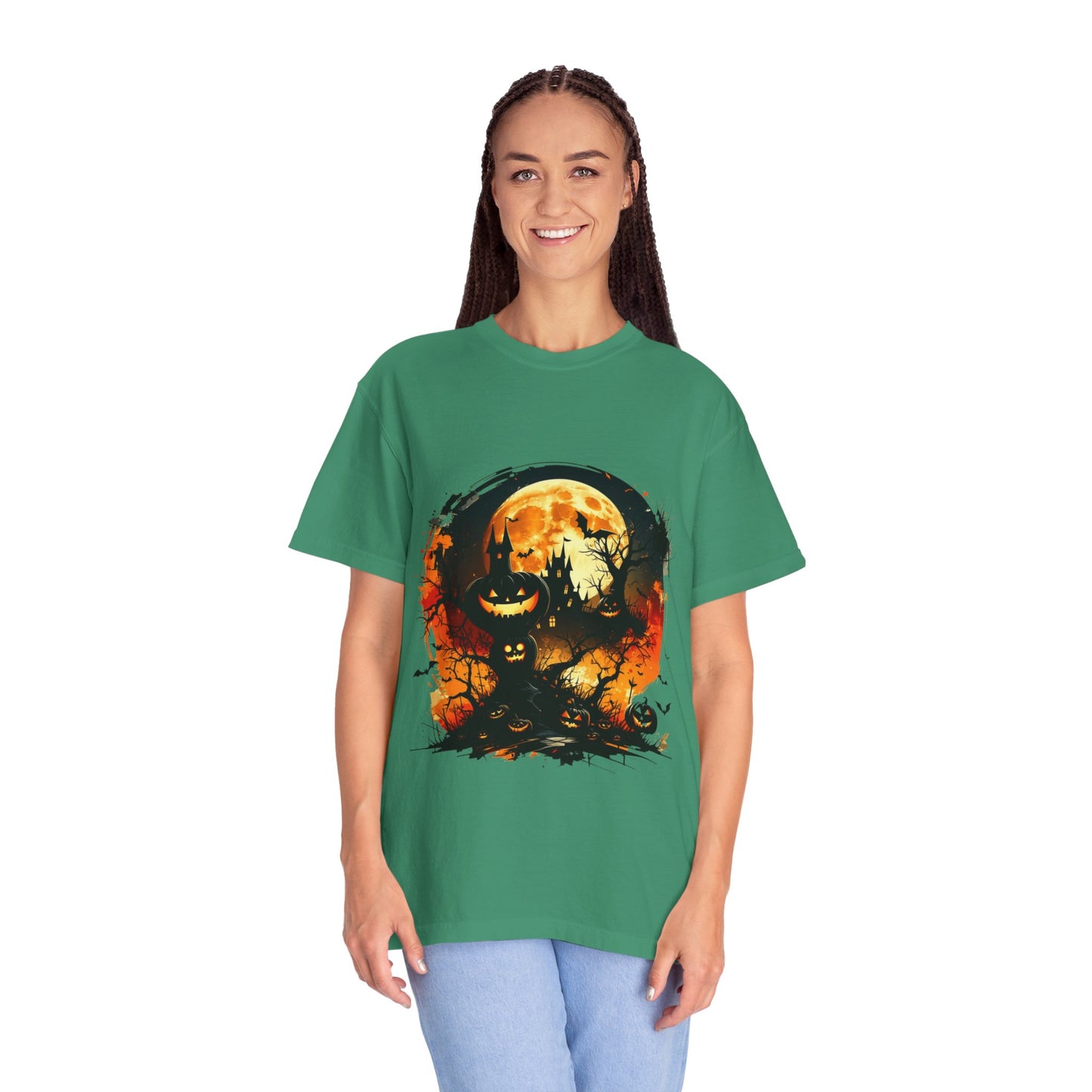 Halloween Moon Graphic T-shirt, Unisex Spooky Shirt, Fall Outfit, October Fest Tee, Halloween Party Wear, Trick or Treat T-shirt