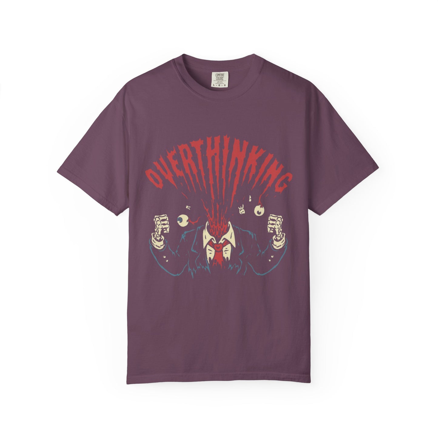 Mentally on Vacation Overthinking Garment-Dyed Unisex T-Shirt, Casual Wear, Gift for Anxiety Awareness, Self-Care Apparel, Unique Graphic Tee
