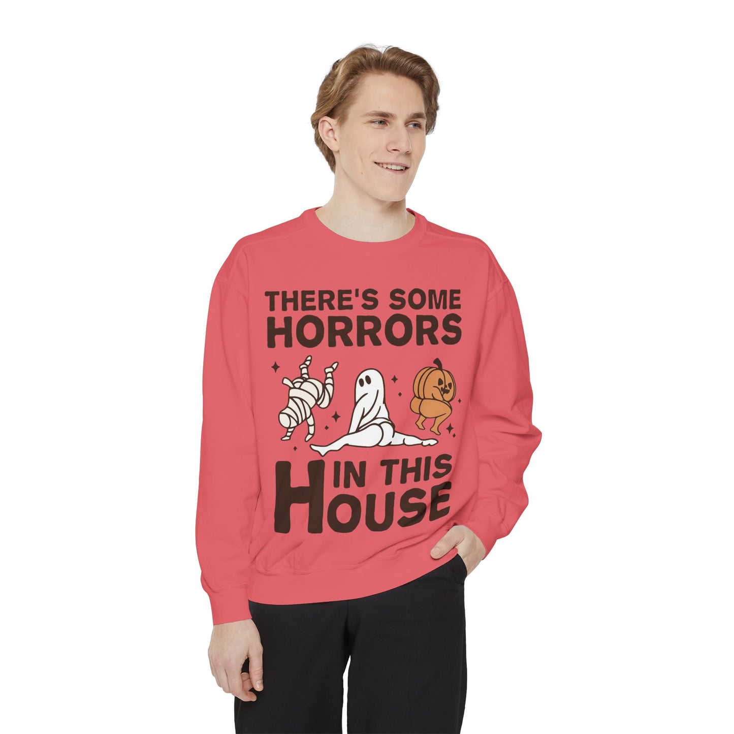 Halloween Themed Unisex Sweatshirt - Fun Ghosts & Mummy Design for Fall, Cozy Casual Wear, Halloween Party, Gift for Friends, Autumn Vibes