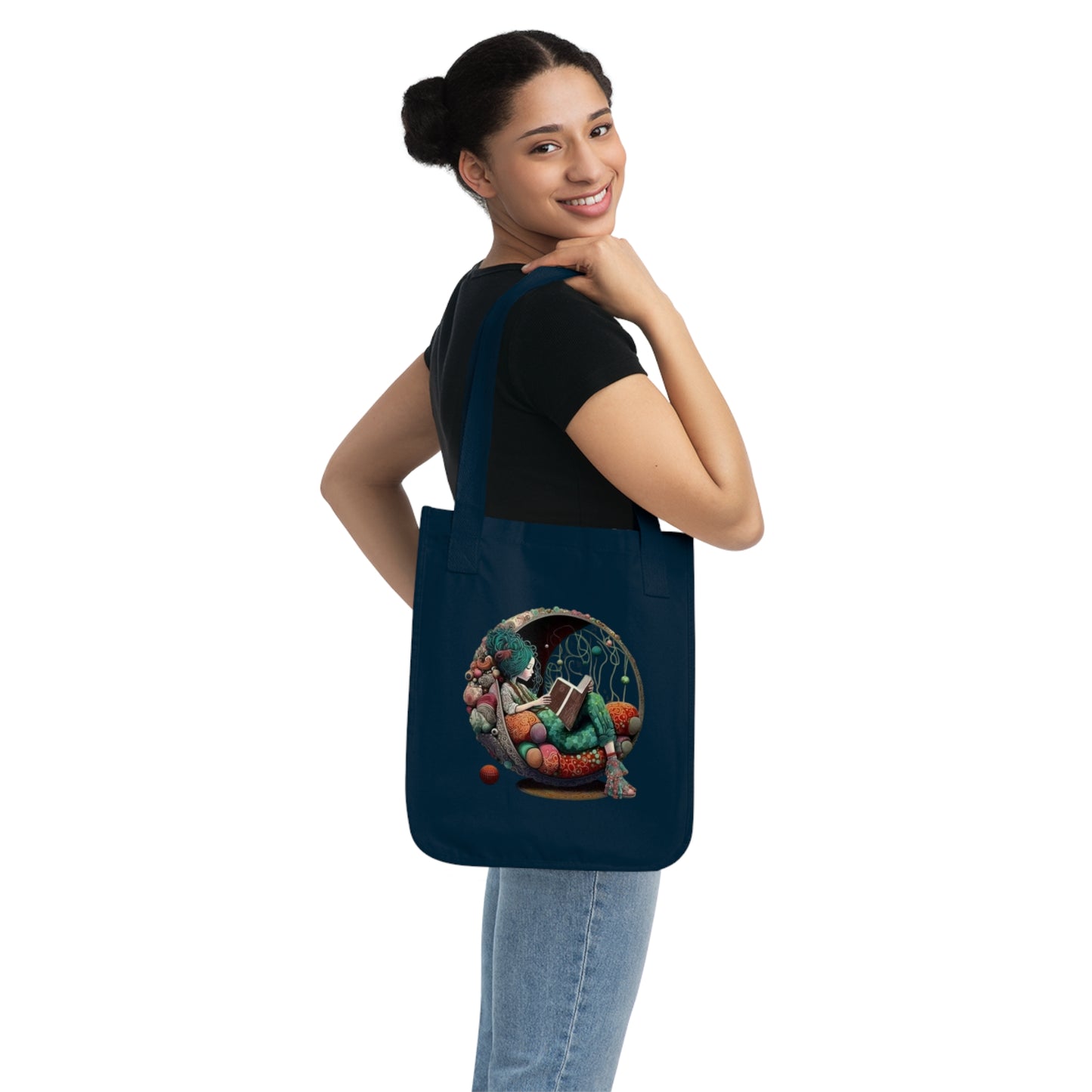 Inspiration On the Go Whimsical Organic Canvas Artistic Gift for Readers, Birthday Present, Reusable Bag
