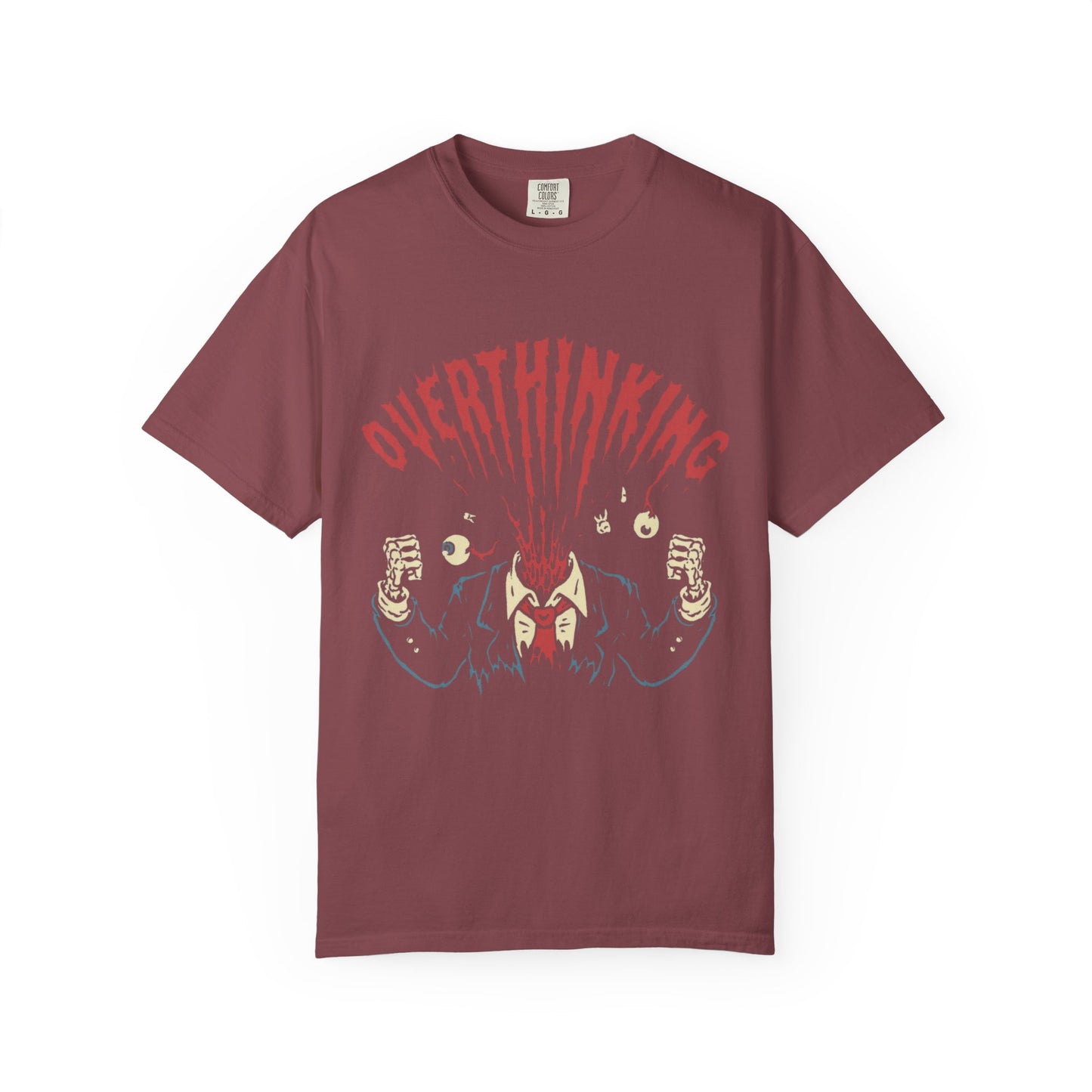 Mentally on Vacation Overthinking Garment-Dyed Unisex T-Shirt, Casual Wear, Gift for Anxiety Awareness, Self-Care Apparel, Unique Graphic Tee