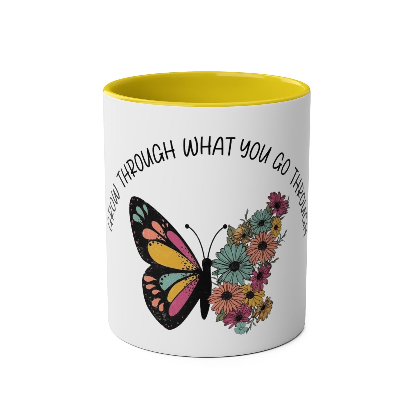 Start your day with meaning. Inspirational Two-Tone Mug for Growth Mindset, Butterfly Design, Coffee or Tea Lover Gift, Motivational Quote, Perfect for Self-Care