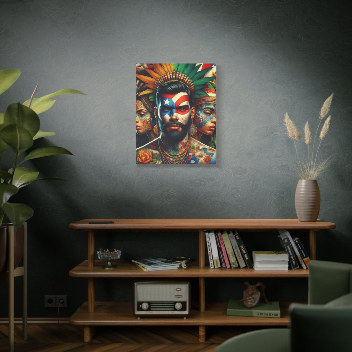 La Isla del Encanto Taíno Symbol Design Vibrant Cultural Art Canvas Print, Wall Decor, Home Decoration, Unique Artwork, Bohemian Style, Gift for Art Lovers