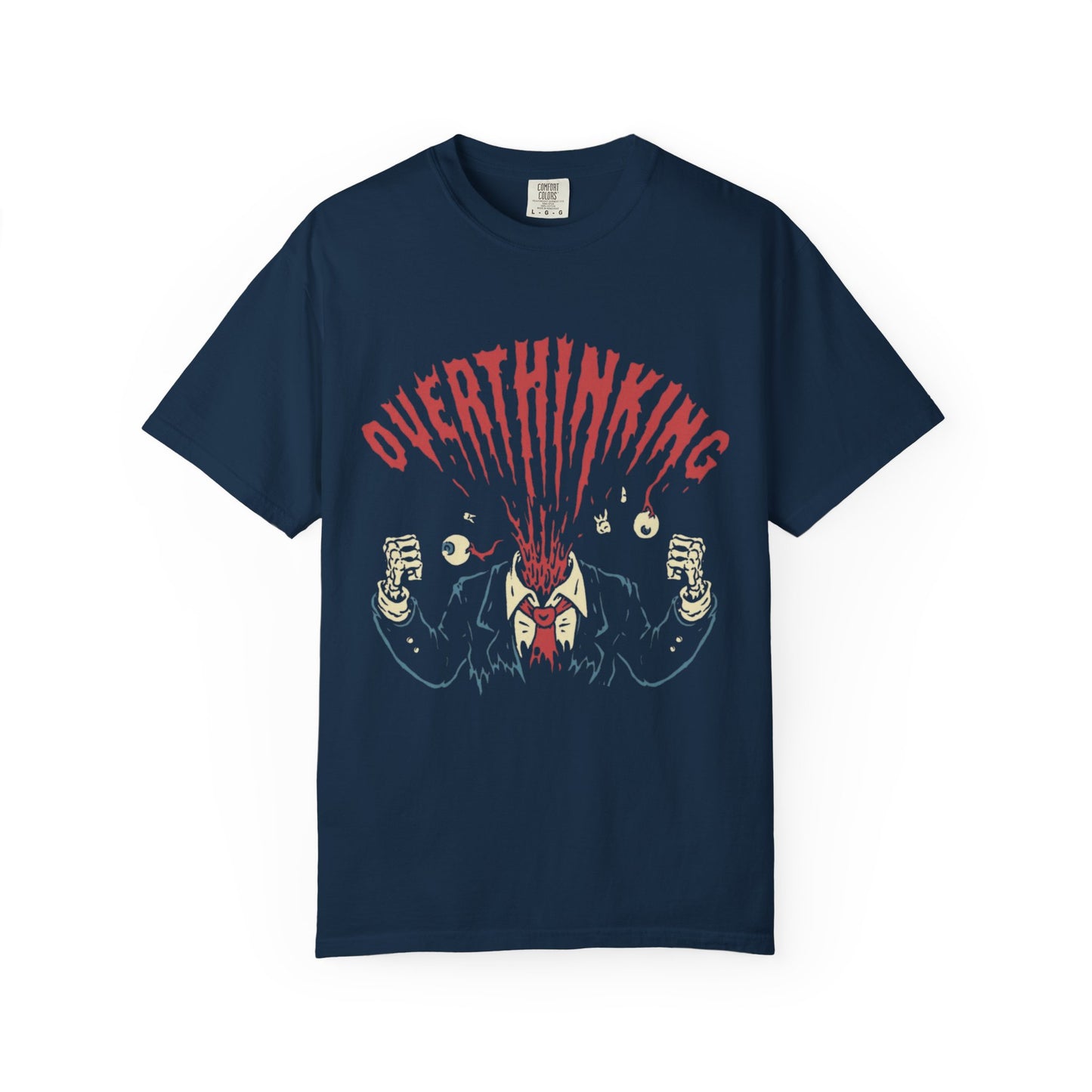 Mentally on Vacation Overthinking Garment-Dyed Unisex T-Shirt, Casual Wear, Gift for Anxiety Awareness, Self-Care Apparel, Unique Graphic Tee