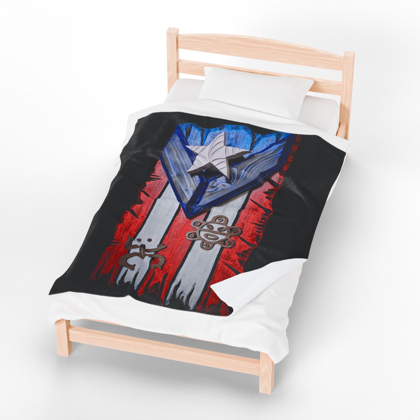 Puerto Rico Pride Velveteen Plush Blanket | Cozy Home Decor, Spirit of Cuba, Travel Gift, Cultural Blanket, Ideal for Festivals