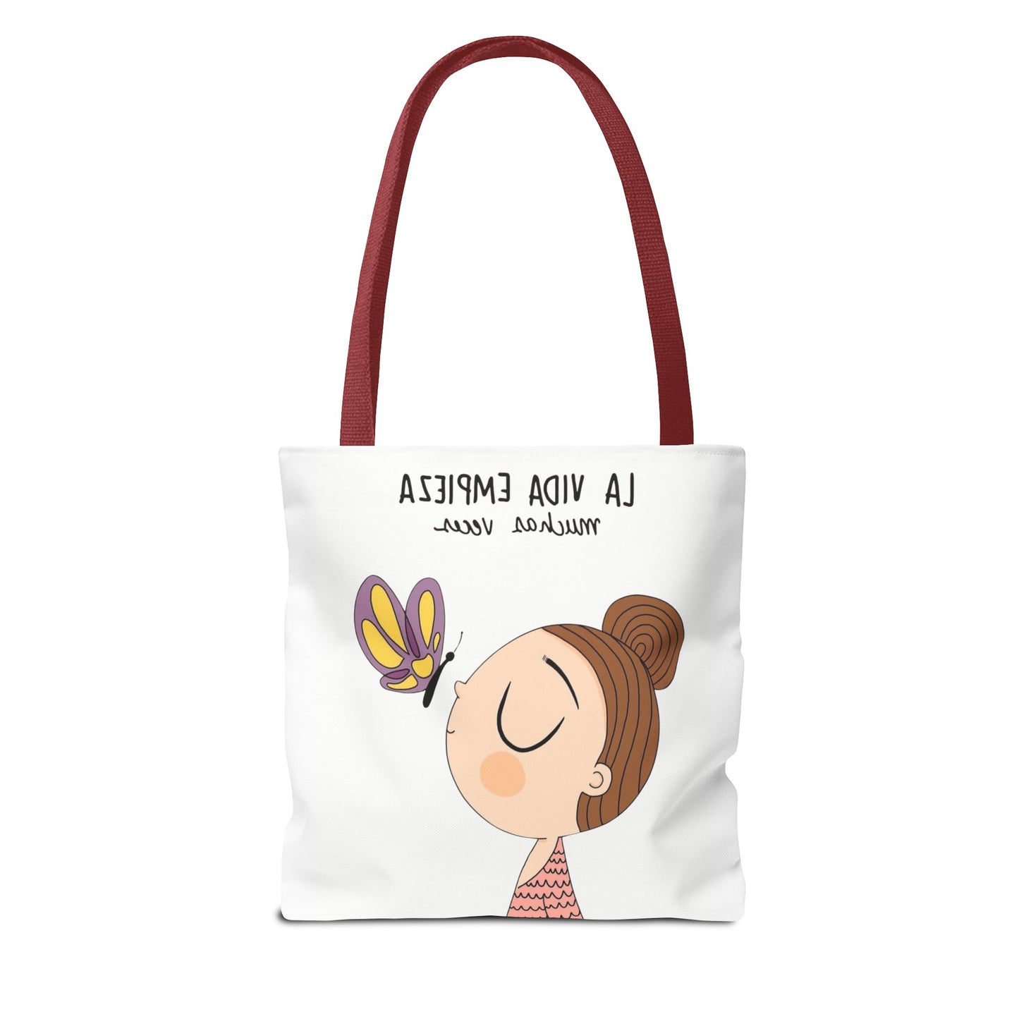 Lleva inspiración contigo a donde vayas, Eco-Friendly Carryall, Motivational Gift, Cute Reusable Shopper, Butterfly Design, Brighten Your Day