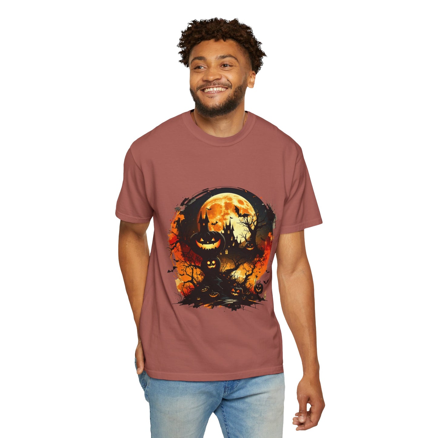 Halloween Moon Graphic T-shirt, Unisex Spooky Shirt, Fall Outfit, October Fest Tee, Halloween Party Wear, Trick or Treat T-shirt