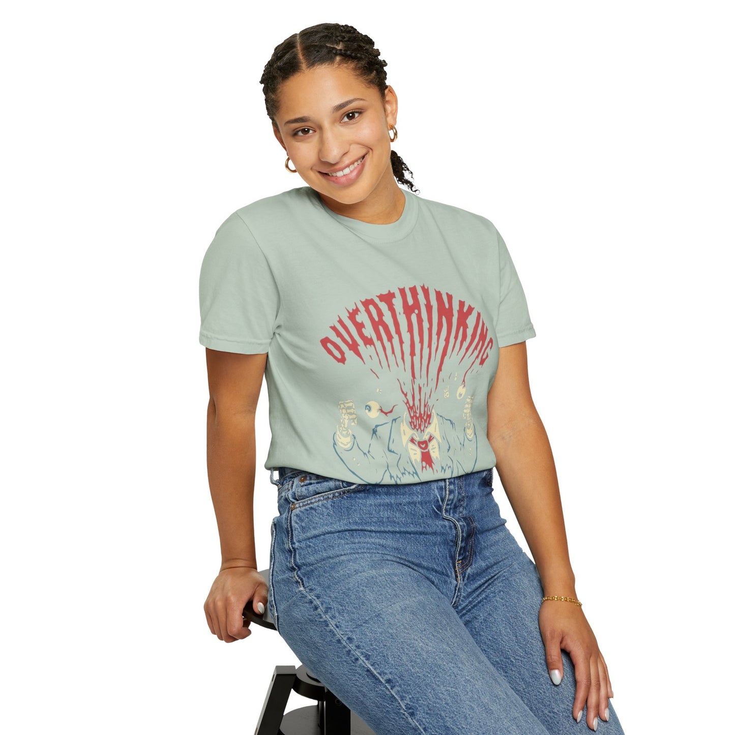Mentally on Vacation Overthinking Garment-Dyed Unisex T-Shirt, Casual Wear, Gift for Anxiety Awareness, Self-Care Apparel, Unique Graphic Tee