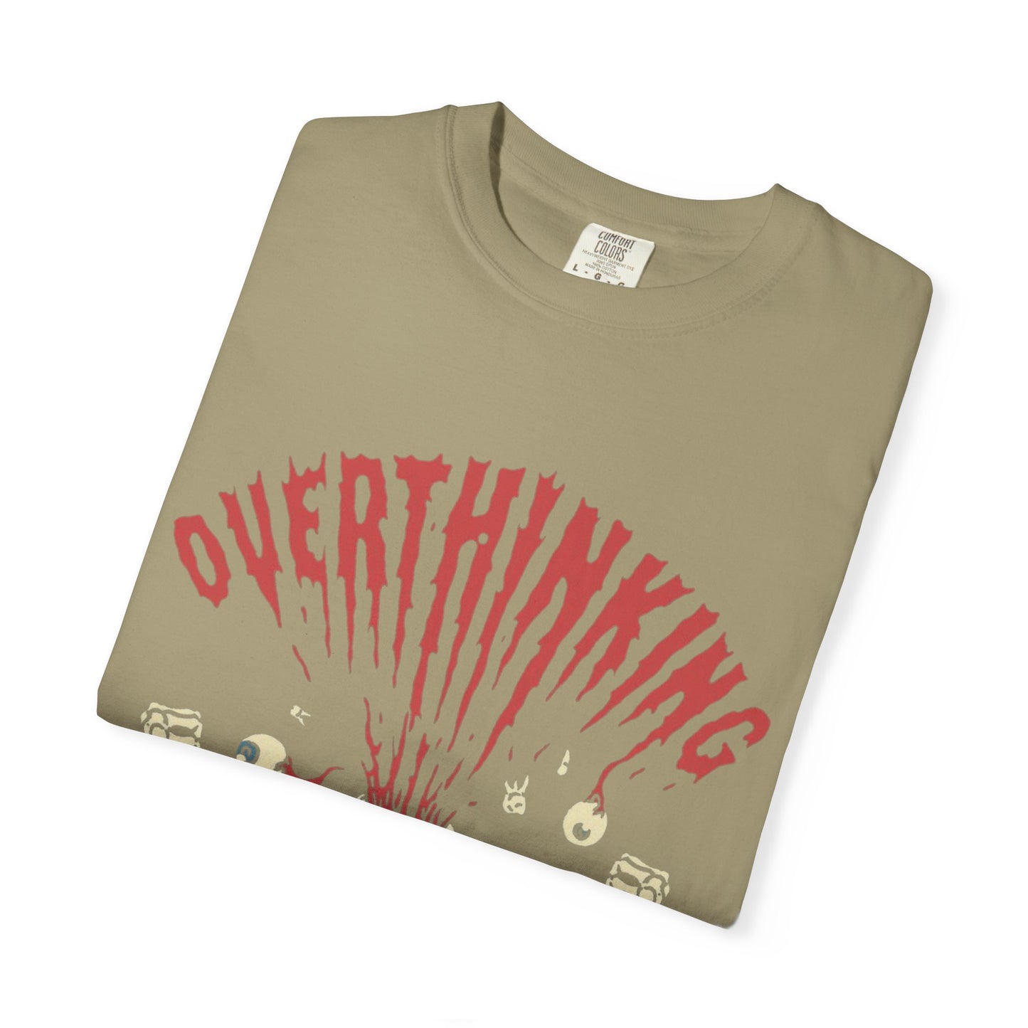Mentally on Vacation Overthinking Garment-Dyed Unisex T-Shirt, Casual Wear, Gift for Anxiety Awareness, Self-Care Apparel, Unique Graphic Tee