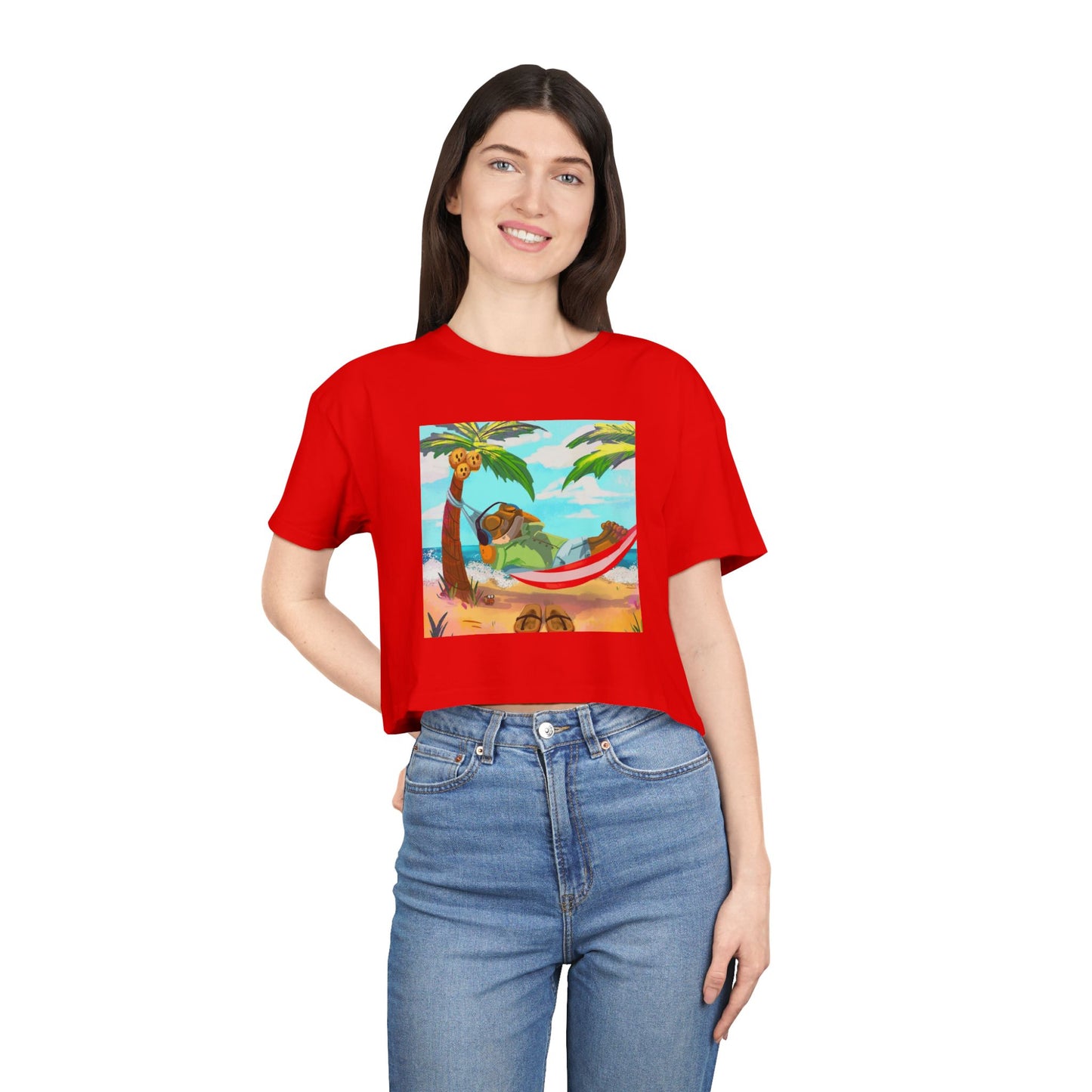 Boriqua T-Shirt Tropical Paradise Crop Tee - Chill Vibes, Women's Casual Top, Summer Style, Beachwear, Vacation Shirt
