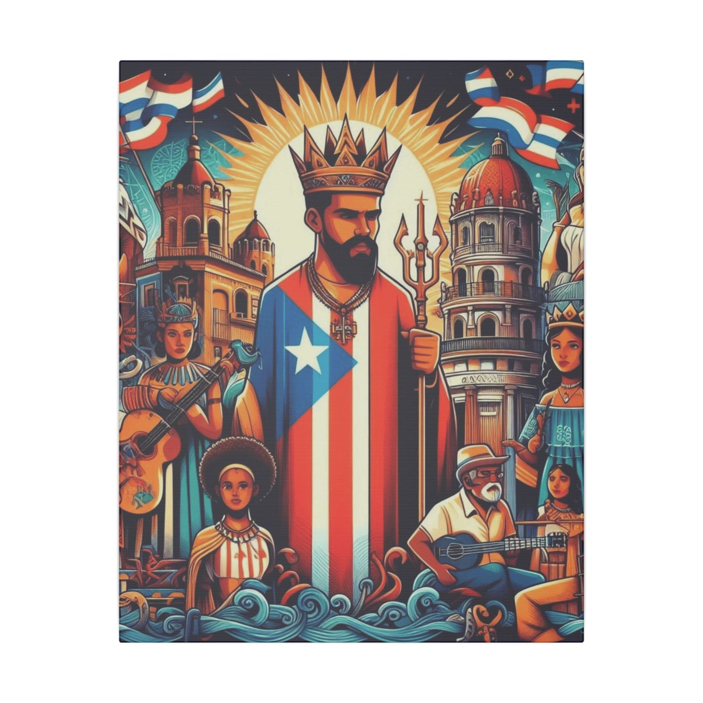Vibrant Puerto Rican Art Canvas, Cultural Wall Decor, Celebration Decor, Unique Gift, Home Accent, Multi-Size