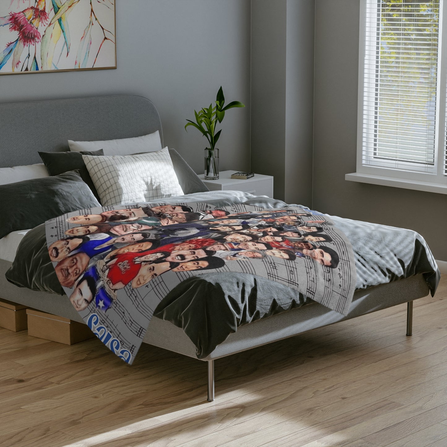 Wrap Yourself in Rhythm & Sabor Salsa Music Velveteen Microfiber Blanket | Cozy Throw for Music Lovers, Home Decor, Gifts, Jazz Nights, Chill Vibes