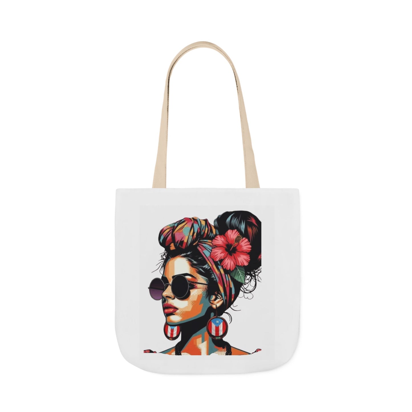 Carry Your Culture – Puerto Rican Pride in Every Step Chic Canvas Tote Bag - Stylish Floral Portrait, Trendy Beach Carryall, Mother's Day Gift, Everyday Shopper, Art Lovers Essential