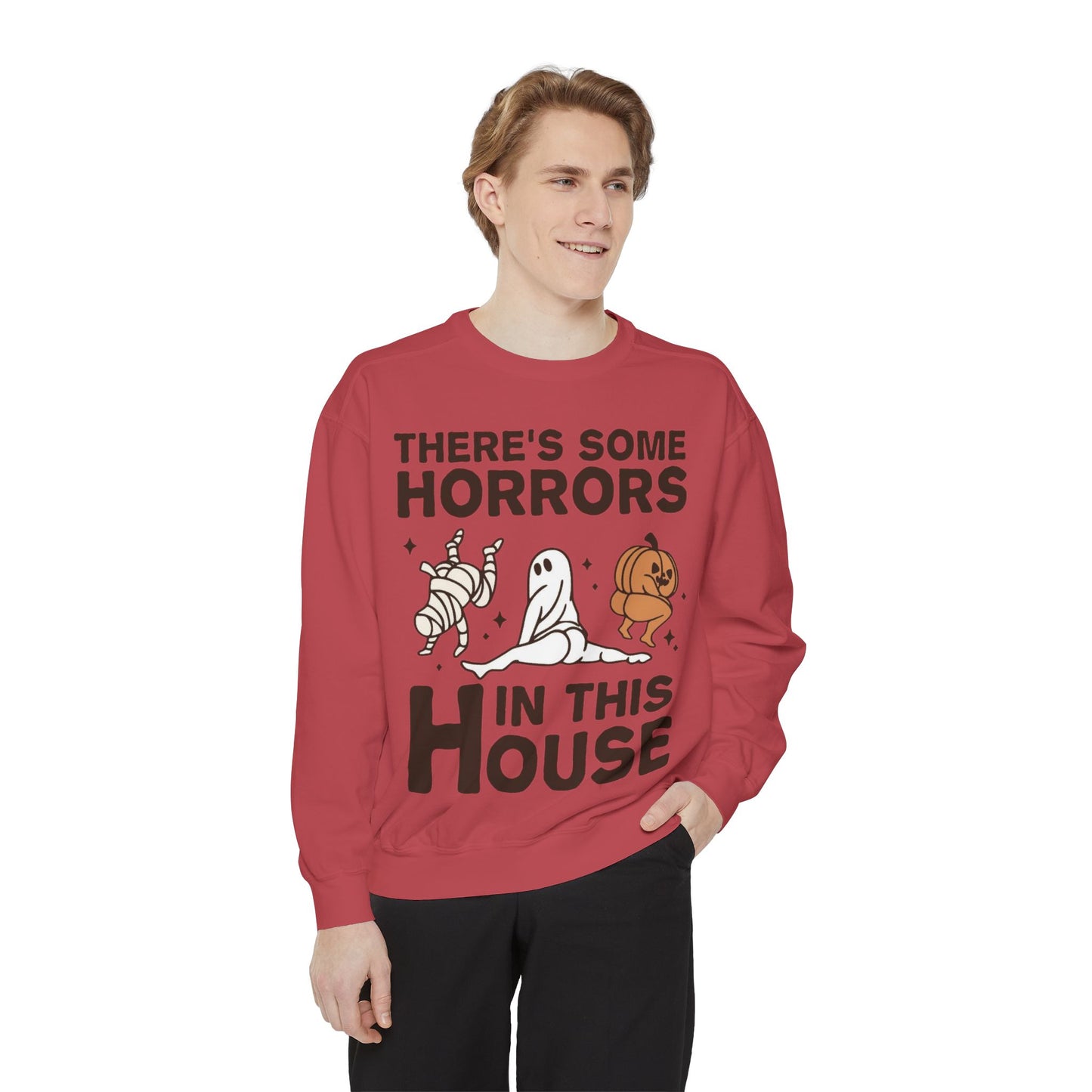 Halloween Themed Unisex Sweatshirt - Fun Ghosts & Mummy Design for Fall, Cozy Casual Wear, Halloween Party, Gift for Friends, Autumn Vibes
