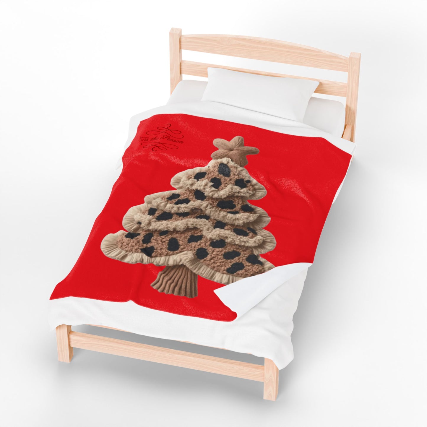 Holiday Christmas Blanket, Leopard Plush Christmas Tree Velveteen Blanket