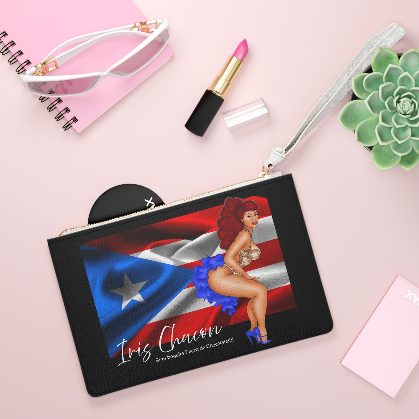 Iris Chacon Puerto Rican Clutch Bag, Beach Accessory, Party Purse, Fun Night Out, Gift for Her, Stylish Handbag