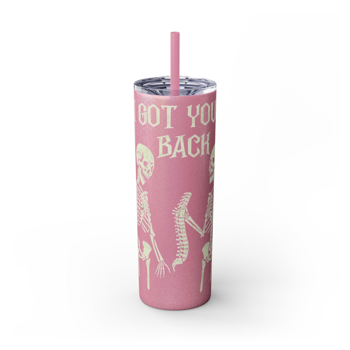 Halloween Skeleton-Themed Tumbler, Got Your Back Drinkware, I Got Your Back Skinny Tumbler, Cute Gifts for Halloween, Fun Vibes for Parties