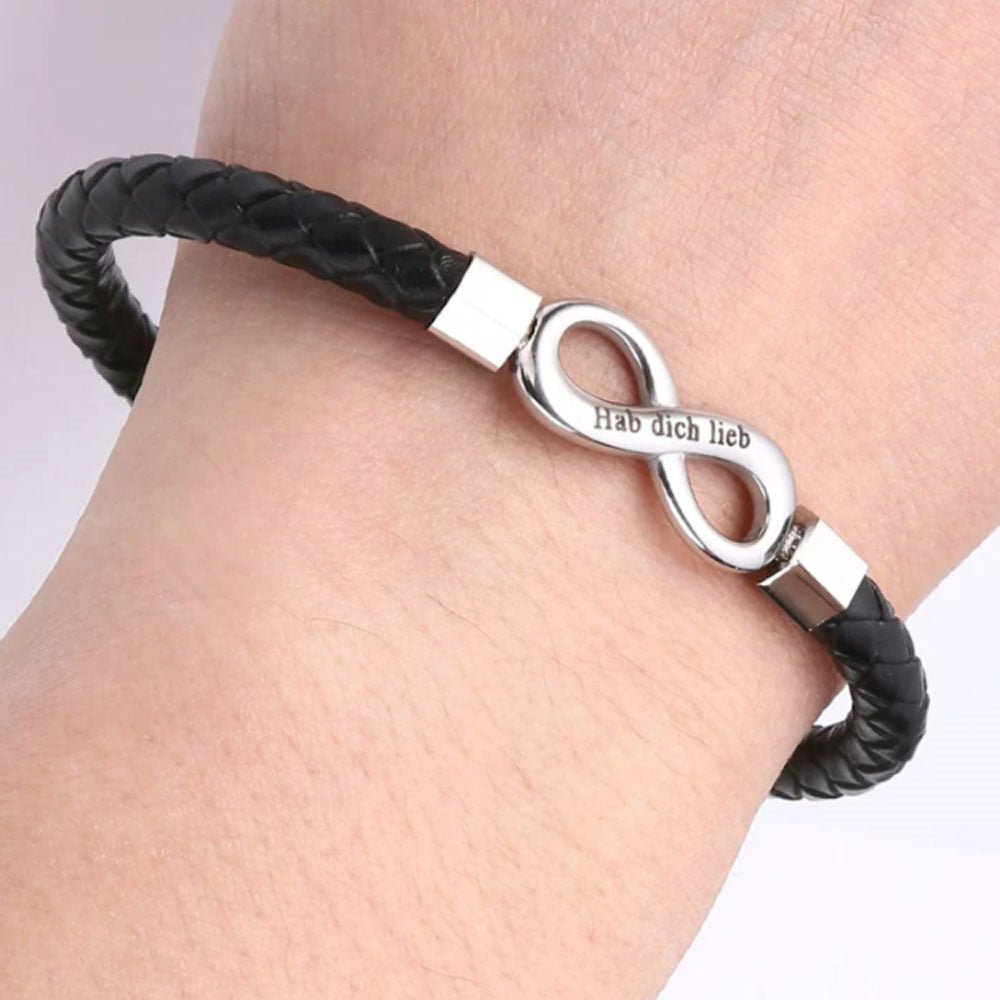 8 - Word Stainless Steel Black Handmade Leather Men's Bracelet – Stylish & Durable - Metamorphosis Creations