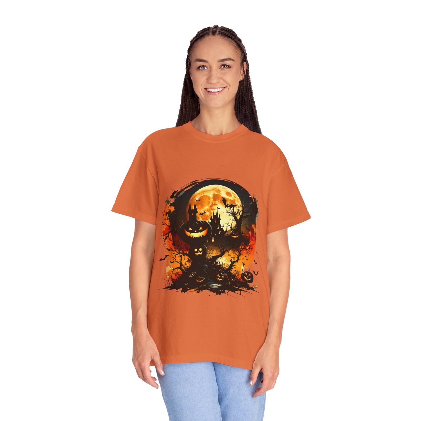Halloween Moon Graphic T-shirt, Unisex Spooky Shirt, Fall Outfit, October Fest Tee, Halloween Party Wear, Trick or Treat T-shirt