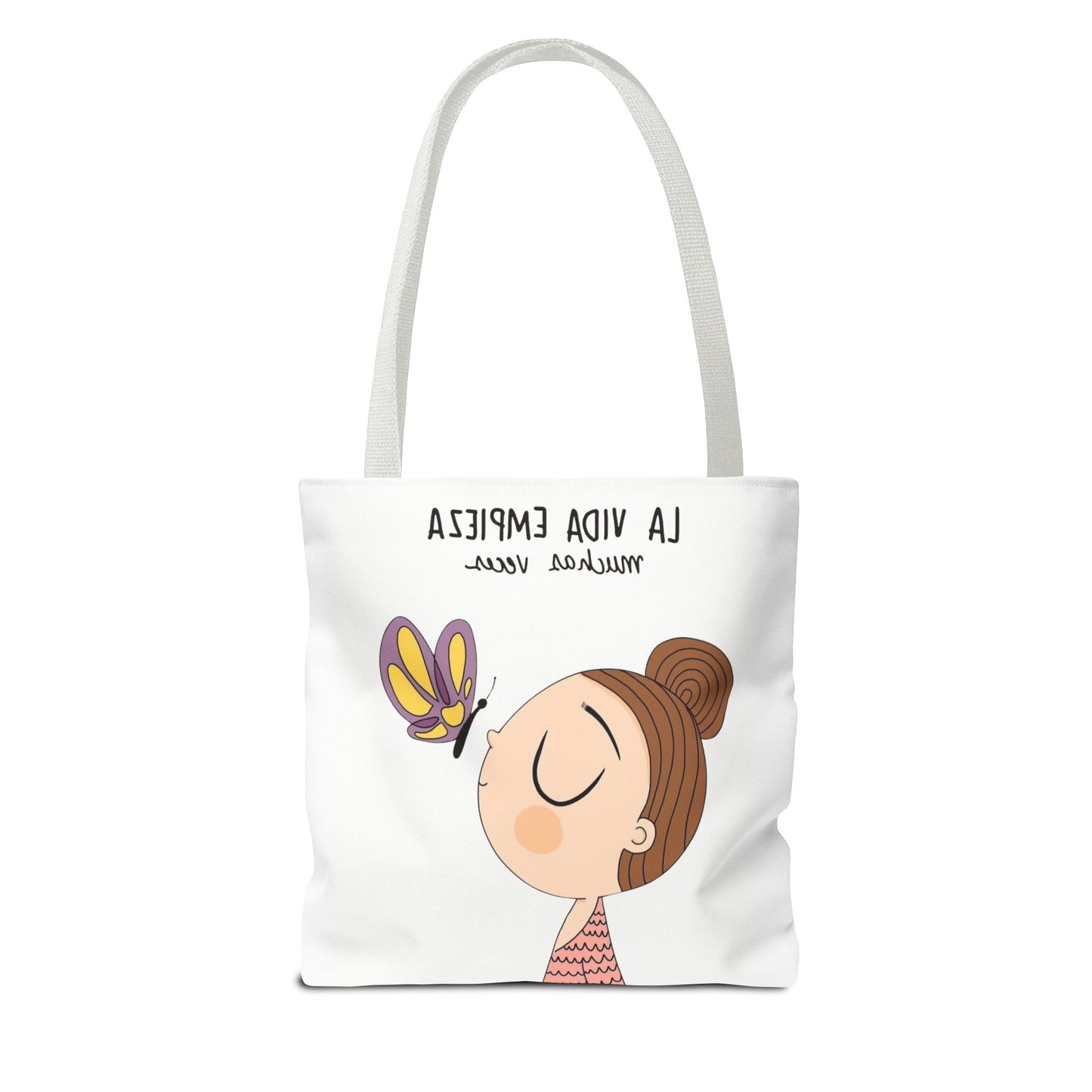 Lleva inspiración contigo a donde vayas, Eco-Friendly Carryall, Motivational Gift, Cute Reusable Shopper, Butterfly Design, Brighten Your Day
